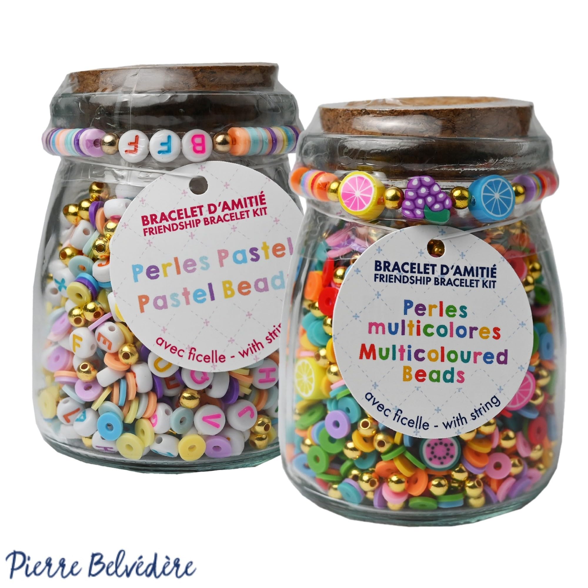 200878 Perlenglas zum Selbermachen mit Schnüren, mehrfarbig, Pastellfarben, Alphabet, Freundschaftsarmband-Bastelset, kreativer Schmuck, Hobby, Bastelprojekte