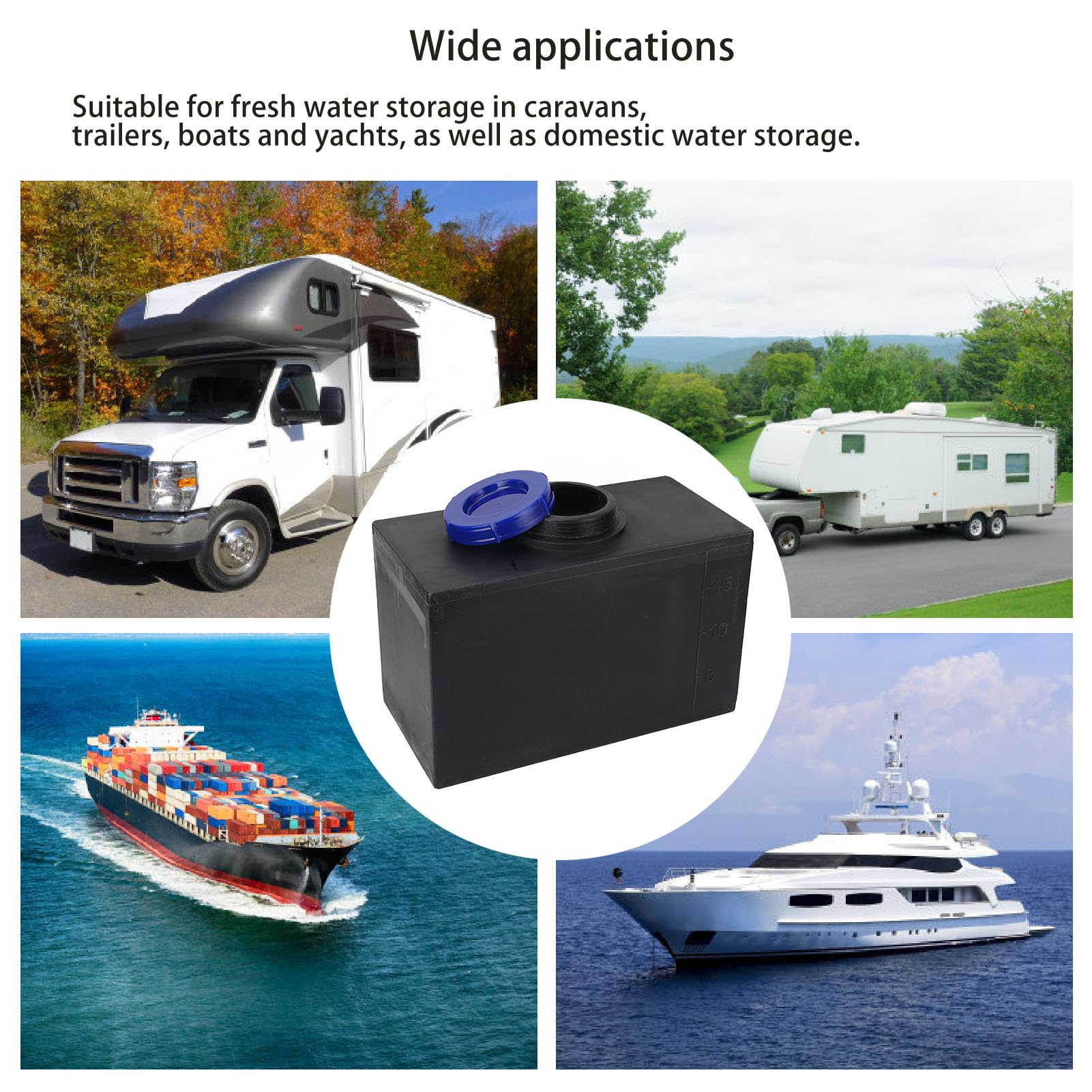 Rv Fresh and Grey Water 5 Gallon Tank, 15.7x9.8x7.9 in 20l Rv Water Tank Heat and Cold Resistance, Customizable Design Square Water Storage Tank for Trailers Boats Yachts Rv Fresh and Grey Water 5 Gallon Tank, 15.7x9.8x7.9 in 20l Rv Water Tank Heat and Cold Resistance, Customizable Design Square Water Storage Tank for Trailers Boats Yachts