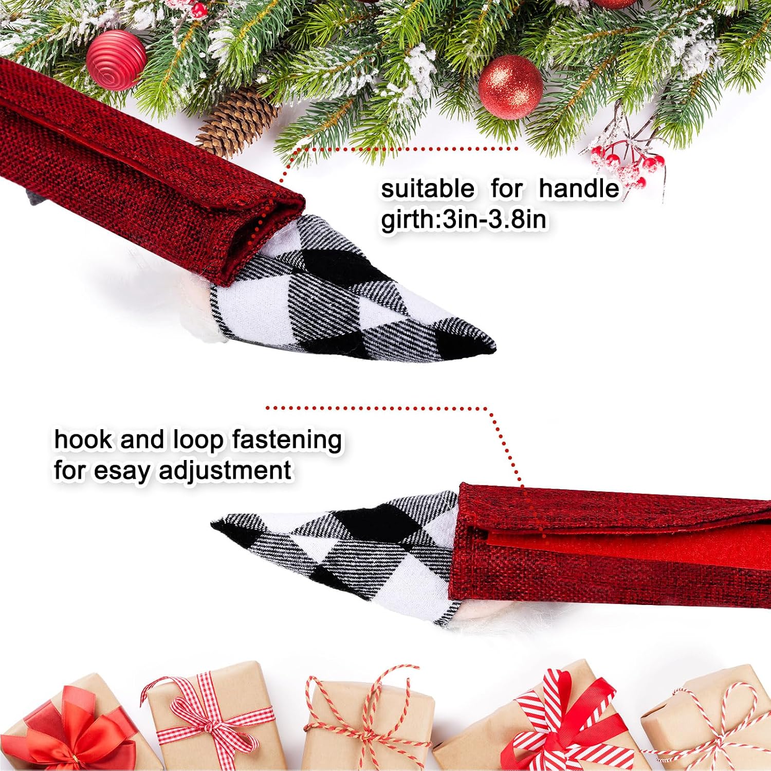 Sieral Christmas Refrigerator Handle Covers Set of 6, Christmas Door Handle Cover Adorable Swedish Tomte Kitchen Appliance Covers Microwave Oven Dishwasher Fridge Door Protector