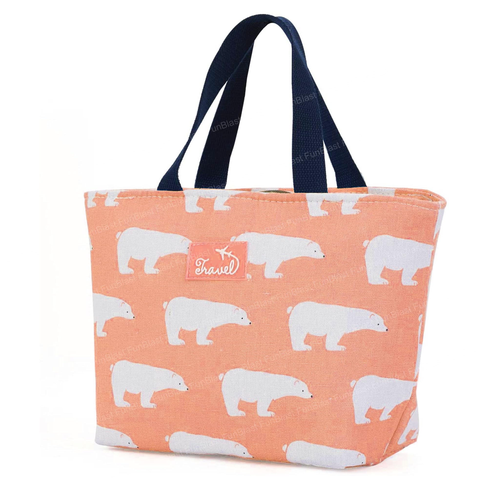 FunBlast Lunch Bag, Insulated Lunch Bag for Office, Multi-Purpose Travel Lunch Box Carrying Bag for Women, Men, Tiffin Bag for Office Lunch Bag (Pink),5.4 Litres