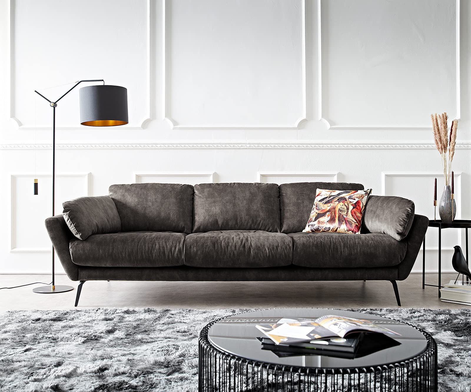 Nollo Velvet Sky Blue 3 Seater Sofa Set