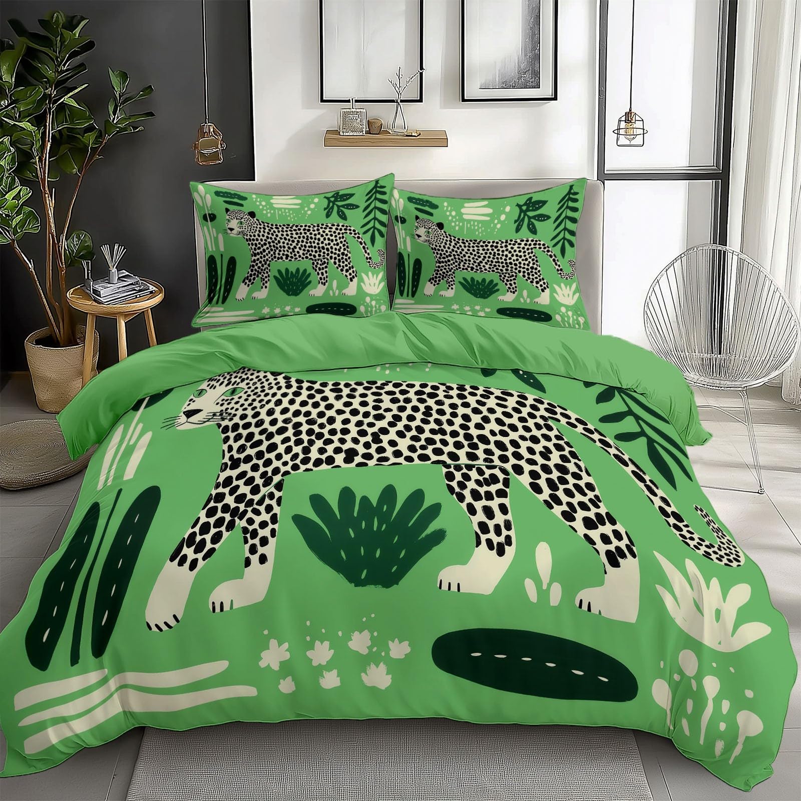 Générique Housse de Couette 220x240 cm Jungle Tropicale Parure de Lit