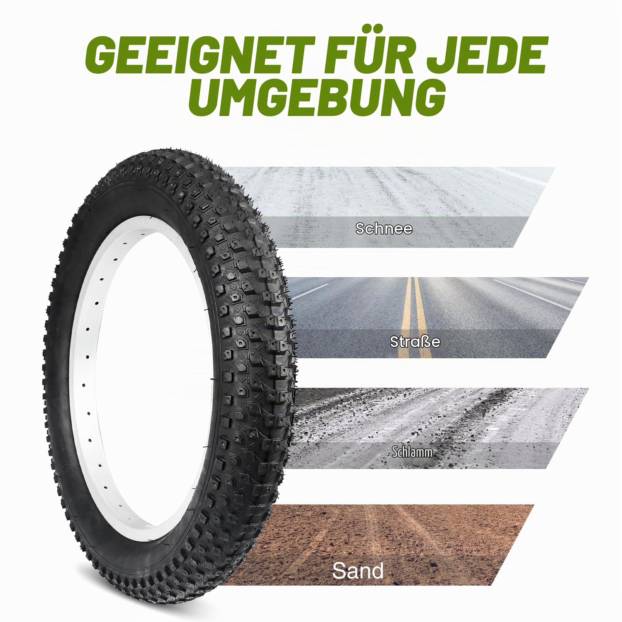 Fat Bike Reifen 16x3.0/20x3.0 Faltbarer E-Bike Reifen 76-305/76-406