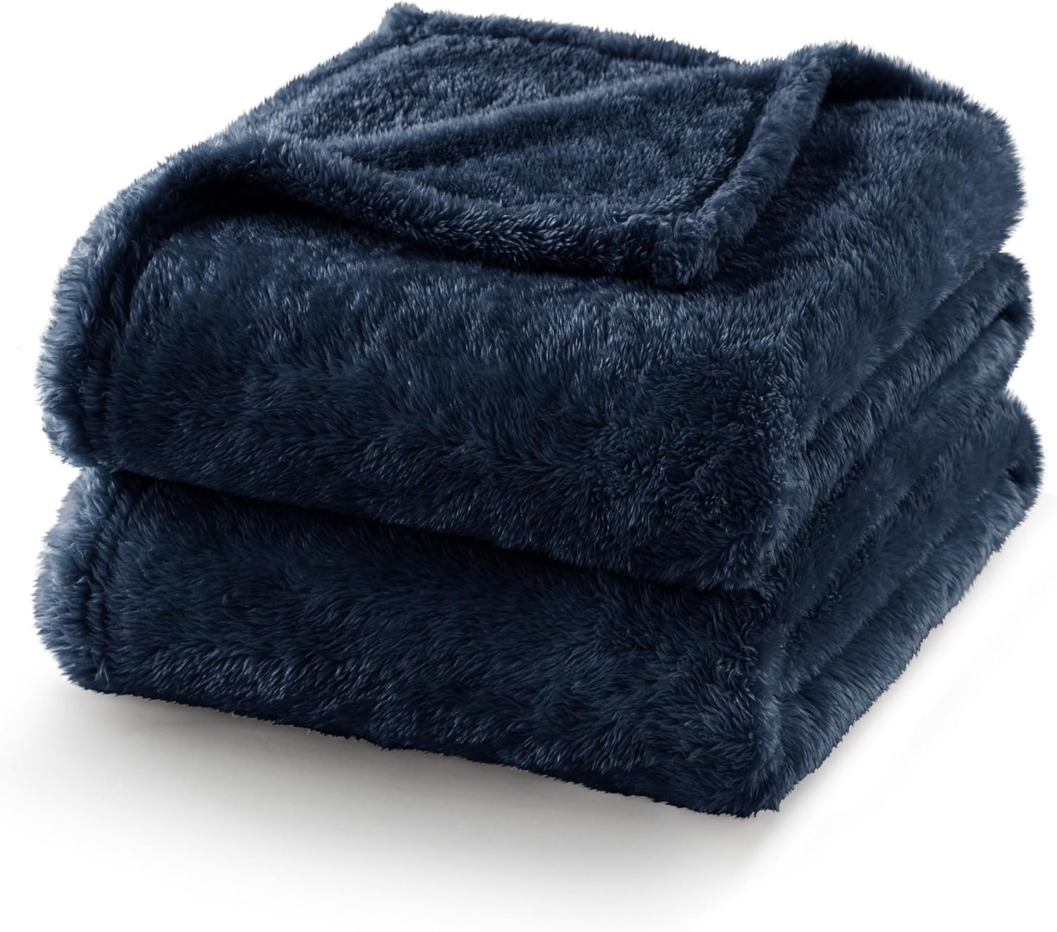 Exclusivo Mezcla Plush Fuzzy Fleece Bed Blanket King Size, Super Soft, Fluffy and Warm Blankets, Suitable for All Seasons (Navy Blue, 90x104 Inches)