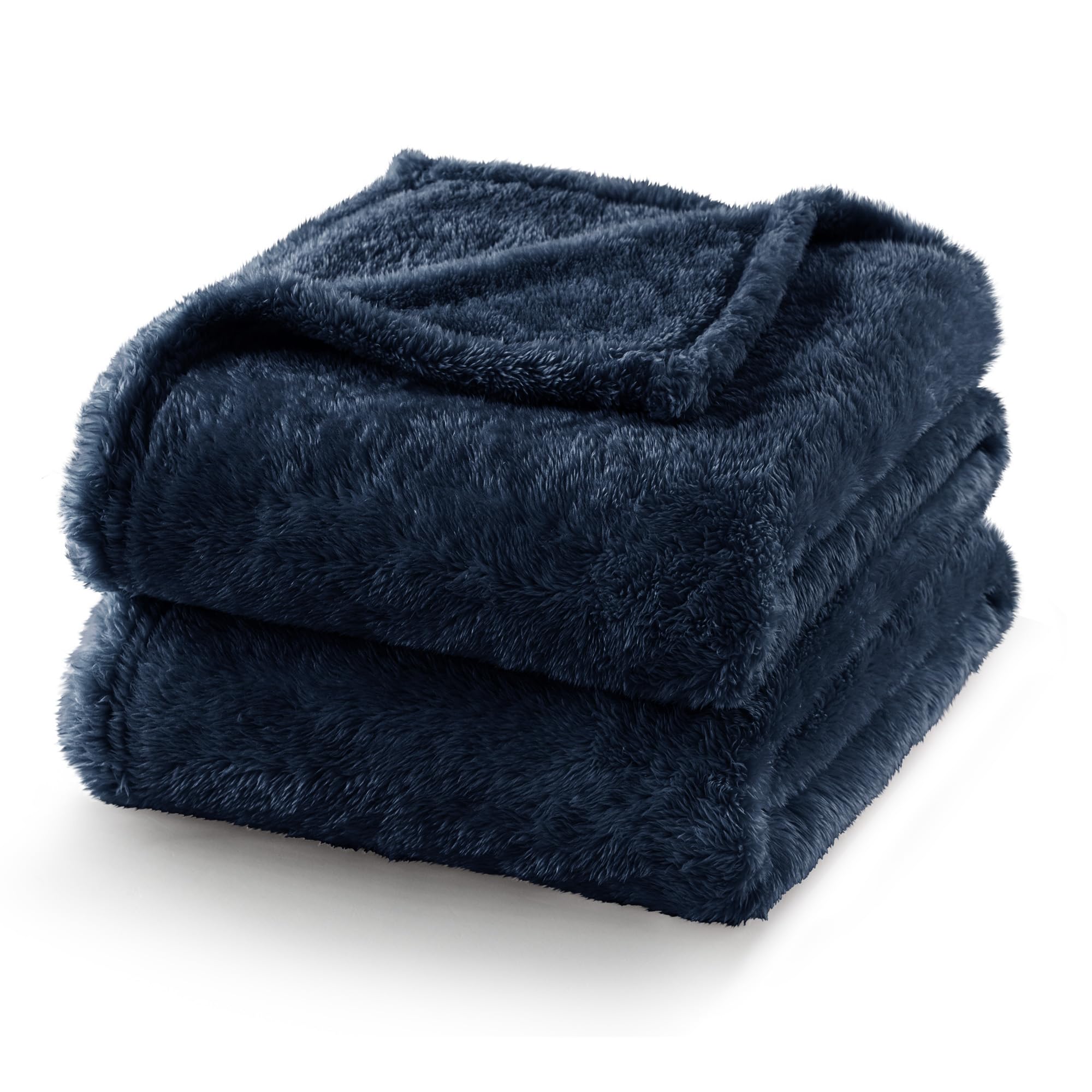 Exclusivo Mezcla Fuzzy Plush Fleece Bed Blanket King Size, Navy Blue | 104x90 Inches, Super Soft and Cozy Bed Blanket, Fluffy Decorative Bedding for Livingroom, Bedroom, All Season