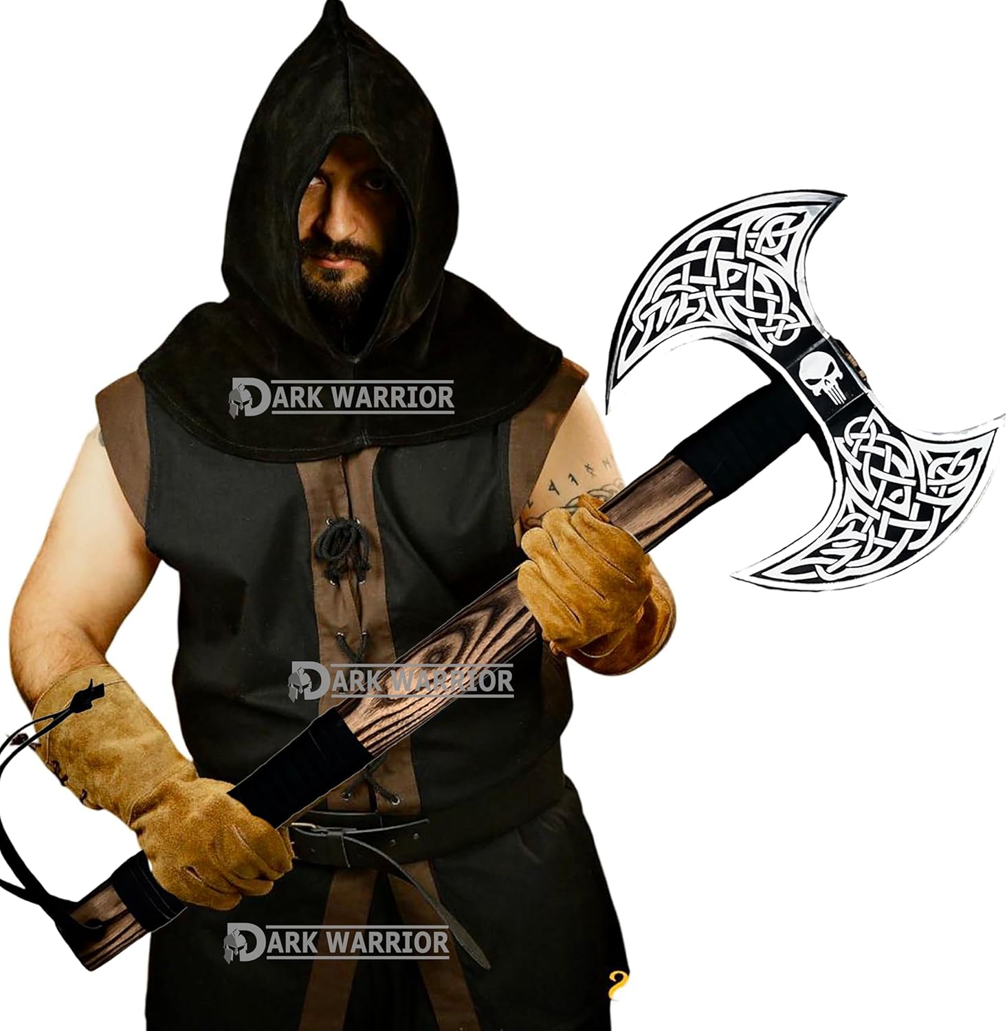 [Dark Warrior] "7.50 lbs"Handmade Double Headed axe Berserker Axe, Large Norse Axe, Hand Forged Steel Axe,Double Blade Axe, Forest Axes Hewing Axe Broad Axe Hunting Axe Dane Axe Viking Battle Axe