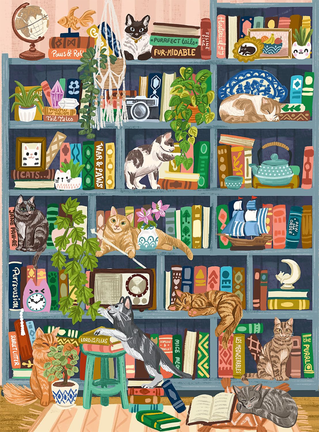 Olivia Gibbs, Cats at Home Library, 1000 Pc Adult Cat Puzzle | Full-Size Poster for Adult…