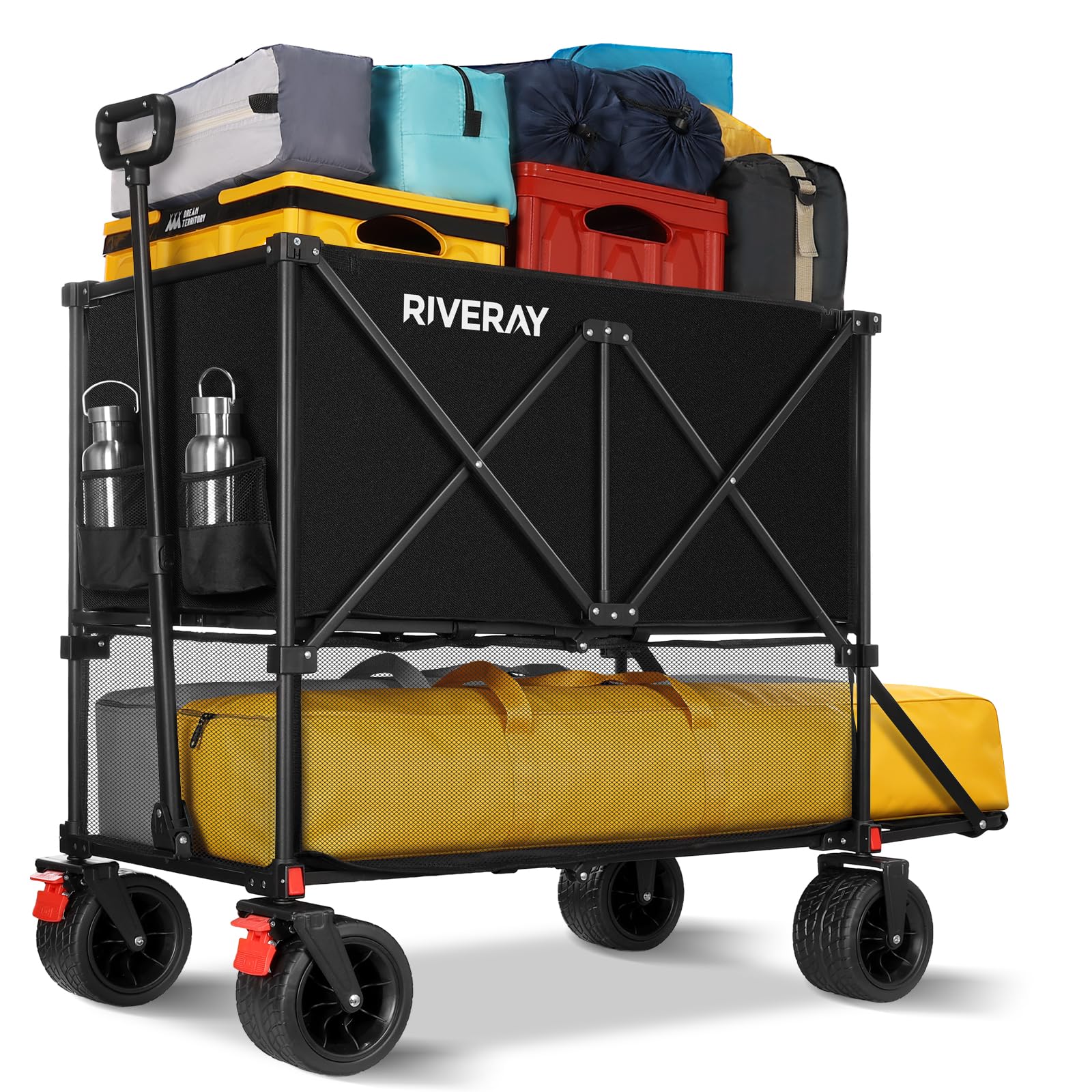 Chariot Tout-Terrain 400L Pliable 4 Roues avec Frein 18x10CM, XXXXL
