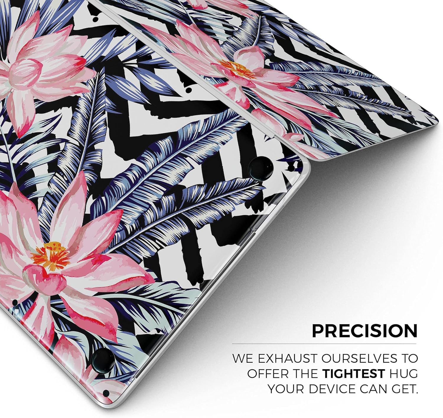 DesignSkinz - Vivid Tropical Chevron Floral v1 - Full-Body Wrap Protective Decal Skin Kit Compatible with MacBook 16" Pro M1 (A2485)