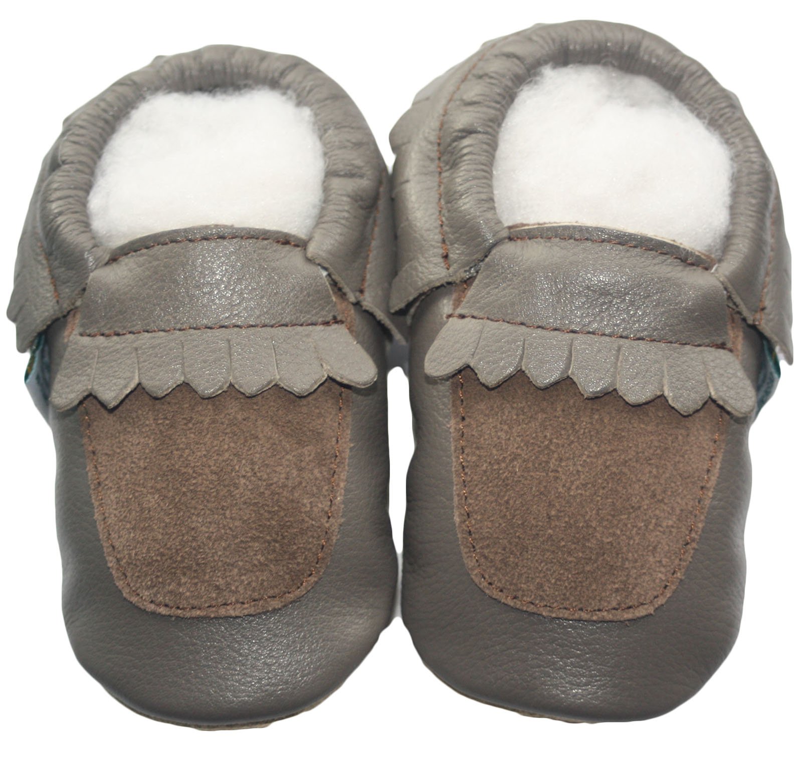 Soft Sole Leather Baby Shoes Infant Toddler Child Kid boy Girl Crib Shoes Moccasin Penny Loafer Grey (6-12month, Grey)