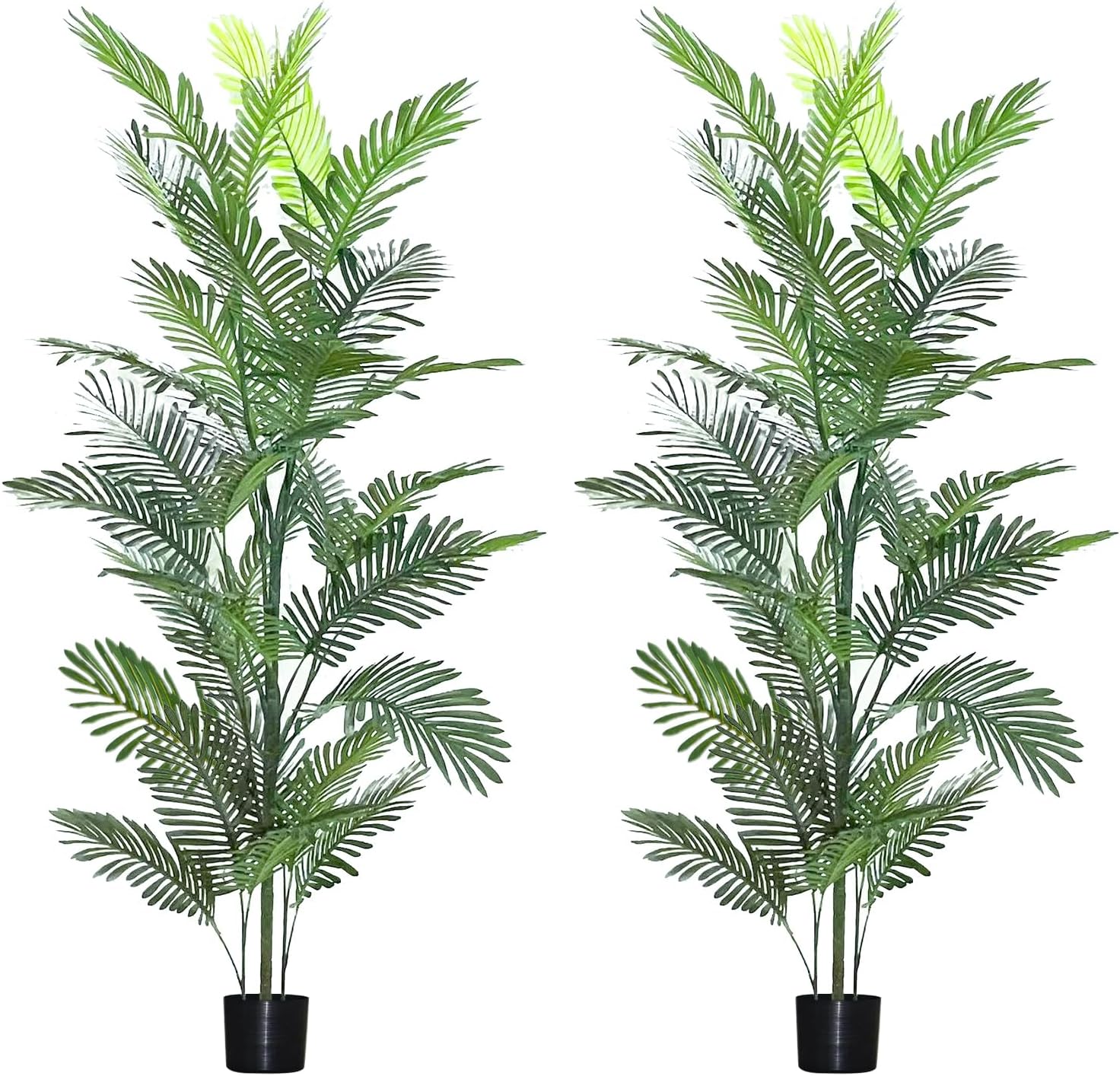 5ft Artificial Palm Trees for Outdoor 2 Pack - Tall Fake Tree for Living Room Faux Large Floor Plant Tropical Plants Indoor with Pot Office Home Bedroom Decor