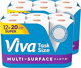 Multi-Surface Cloth Paper Towels, Task Size - 12 Super Rolls (2 Packs of 6) = 18 Regular Rolls (81 Sheets Per Roll)