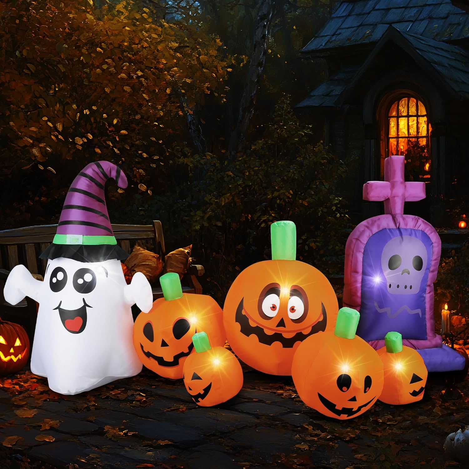 Inflatable Decoration for Inflatable Decoration in Outdoor Courtyards, Indoor Gardens, and Lawns (Pumpkin Tombstone)