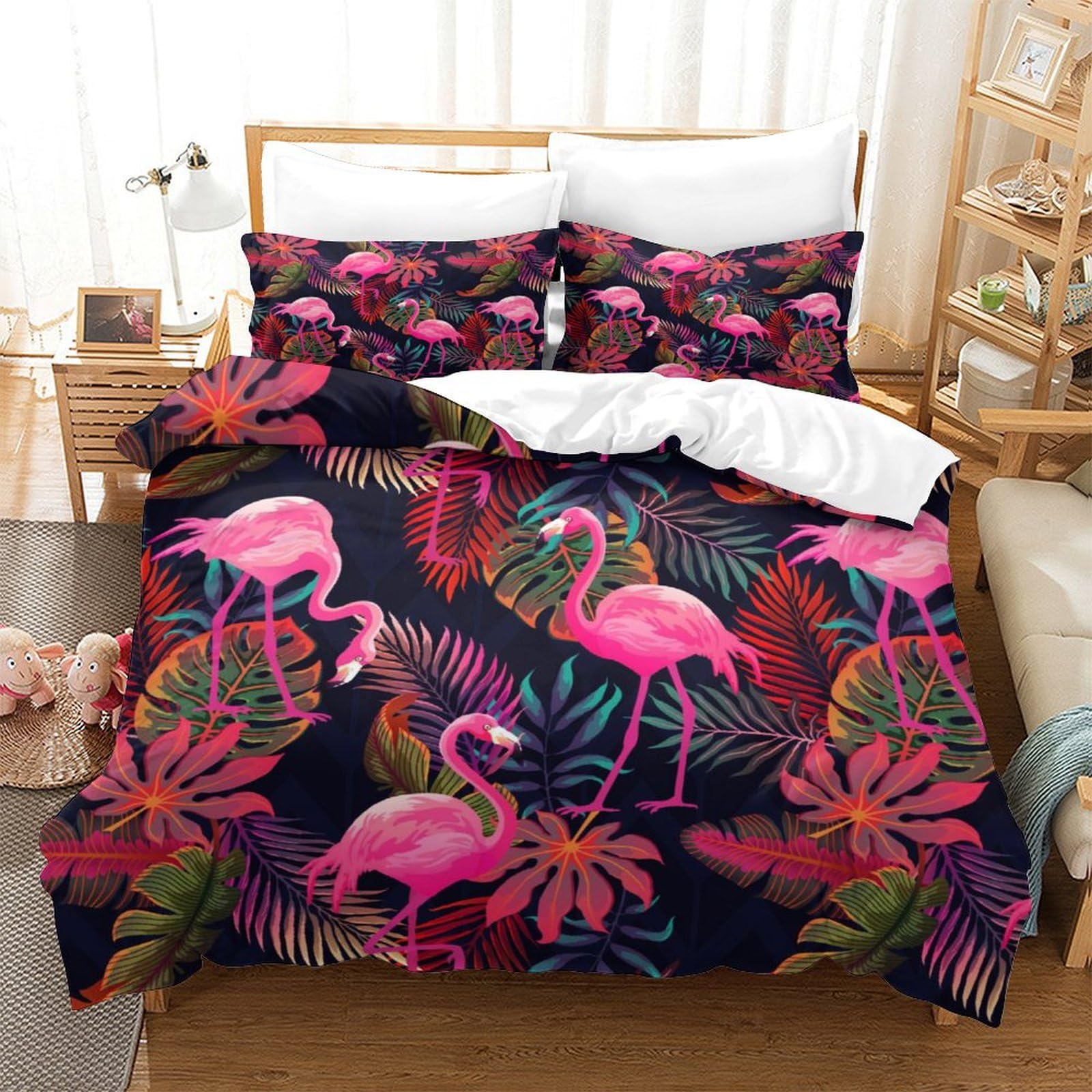 Parure de lit flamant rose 3D pour transformer votre chambre en oasis