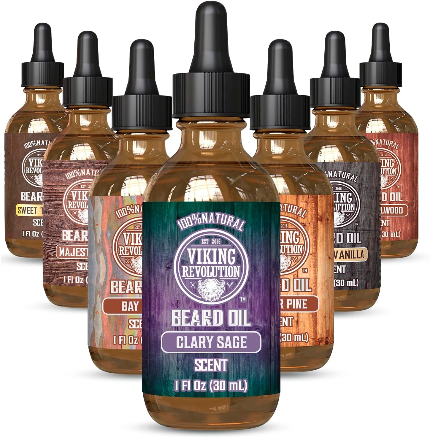 Viking Revolution Clary Sage Beard Oil for Men – Natural Mens Beard Oil with Argan Oil and Jojoba Oil – Beard Softener, Strengthens and Moisturizes – Beard Conditioner for Men (Clary Sage, 1 Pack)