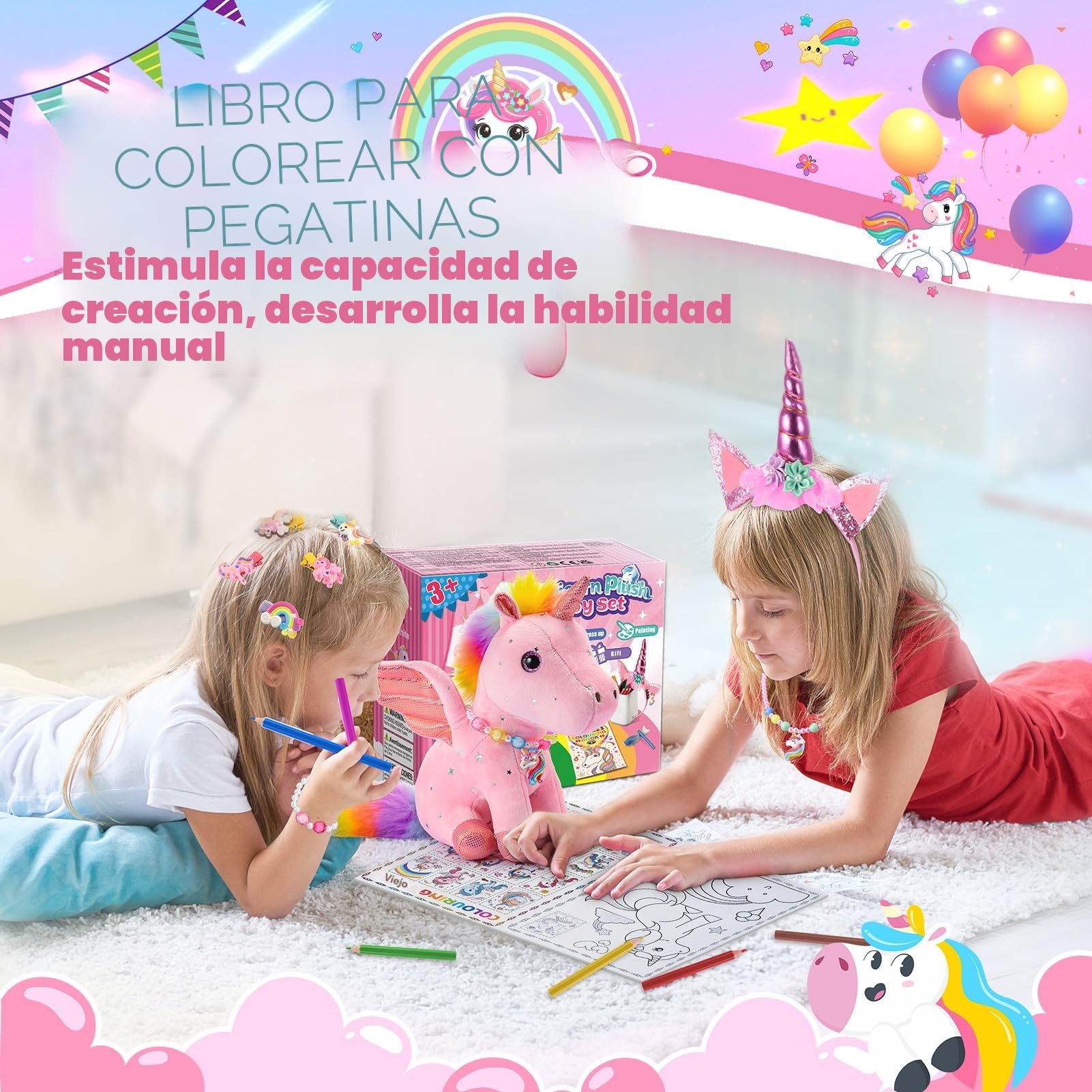 EUCOCO Regalo de unicornio de peluche para niñas, juguetes de unicornio para niños de 3 a 7 años, regalos de cumpleaños de Pascua