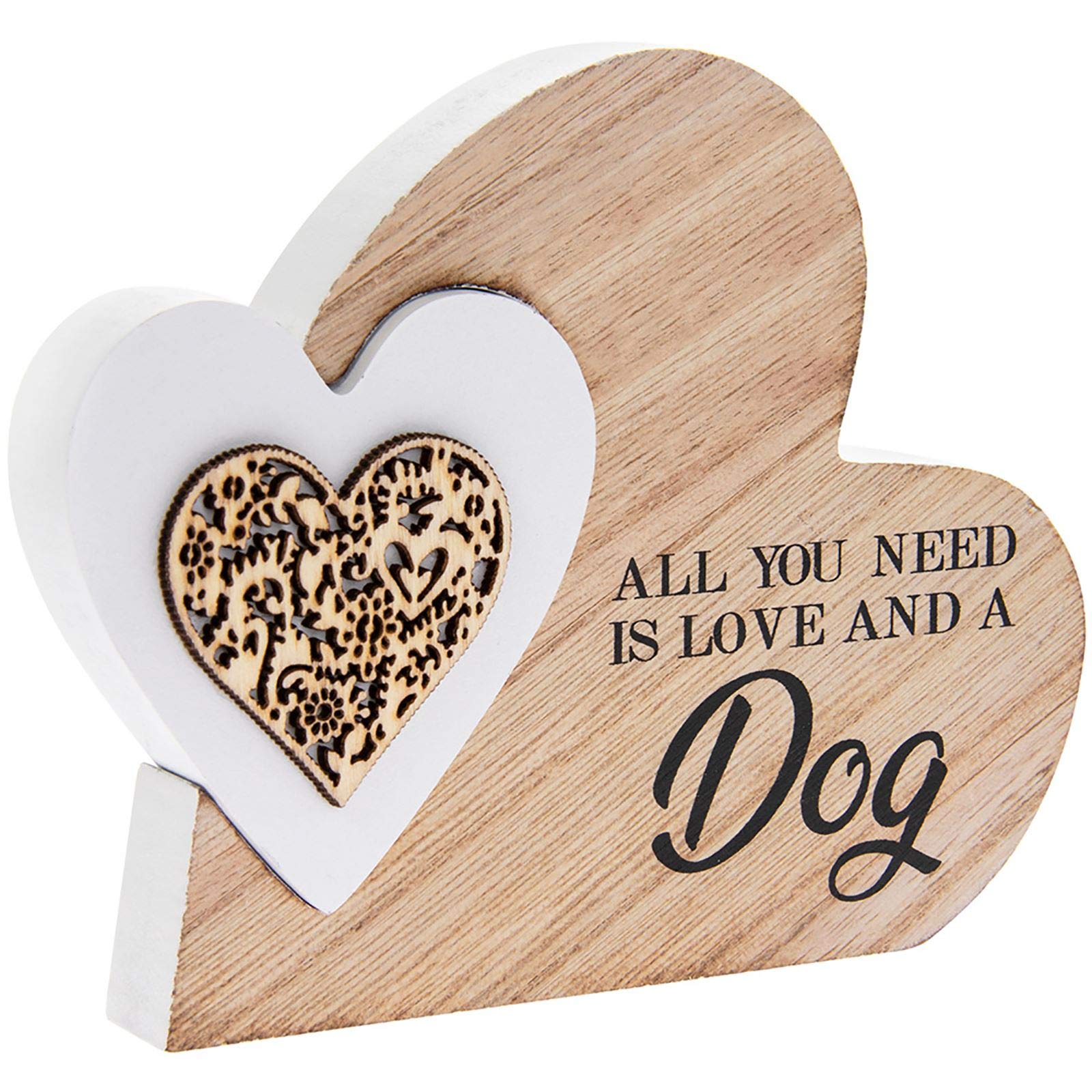 The Leonardo Collection LP44045 Plaque | Double Heart Love & Dog | 1 Piece-15x2x12 cm Accessory, Multicolored