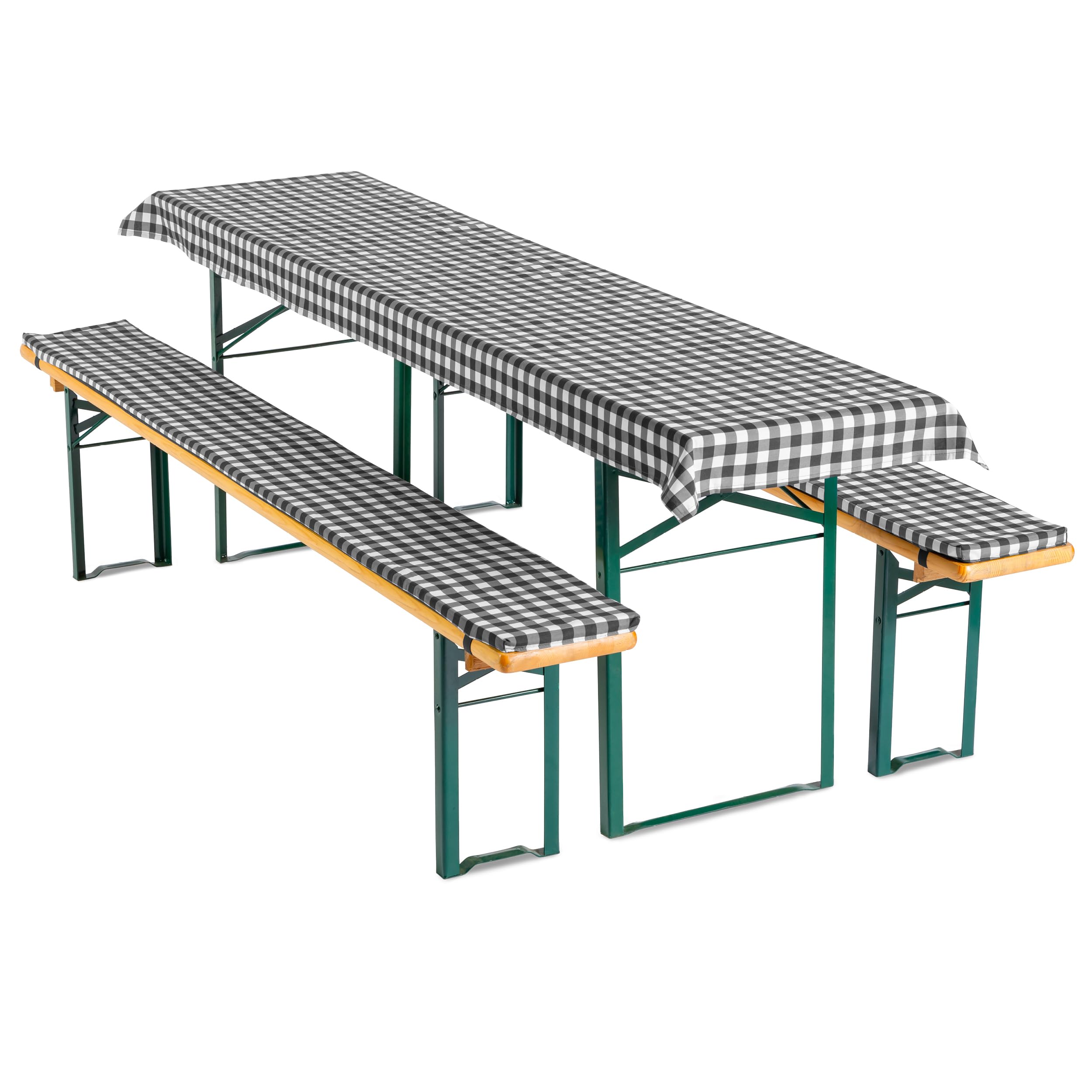 Gräfenstayn® Annabelle Biertischauflagen-Set mit Sitzpolsterung 3 TLG für Bierzeltgarnitur - 70cm oder 50cm Tischbreite - Öko-Tex Siegel Standard 100: "Geprüftes Vertrauen (70x220cm, anthrazit)