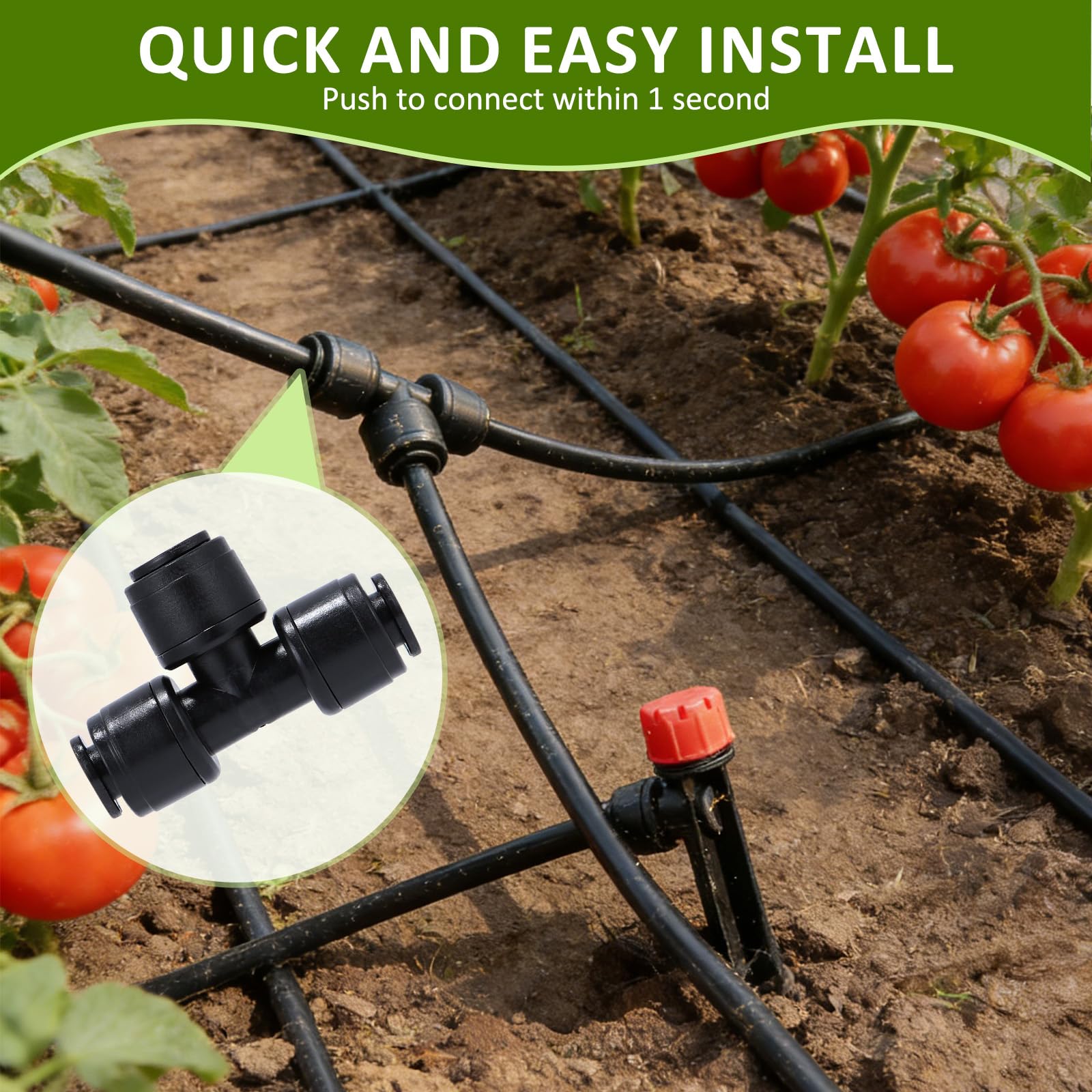 Kit di irrigazione a goccia da 90 m, sistema di irrigazione automatico da giardino, con tubo da 2,5 m, tubo di distribuzione da 6,3 m e accessori per giardino, prato, serra, piante, aiuola