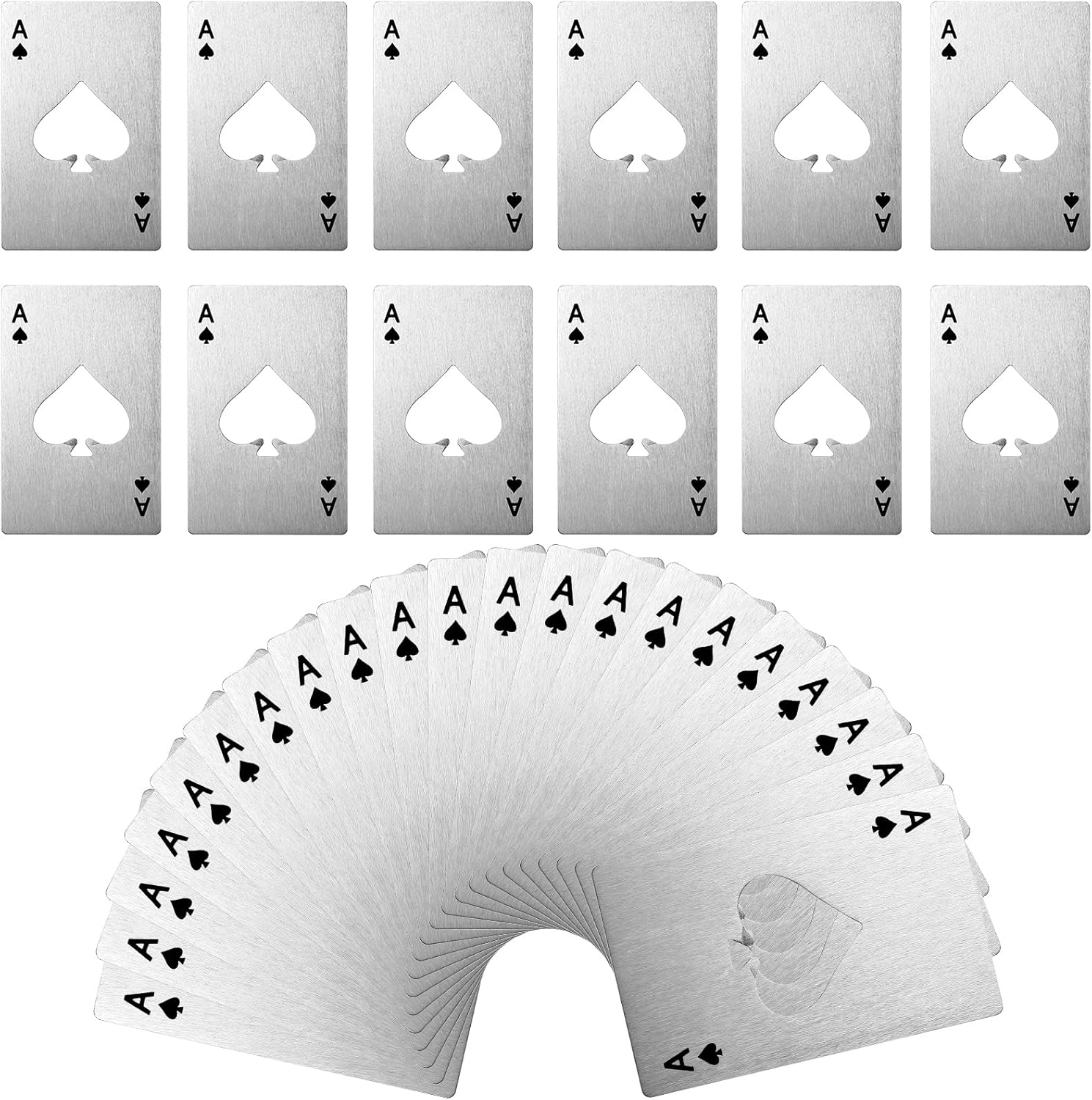 Chengu 40 Pcs Poker Ace of Spades Bottle Openers Bulk Stainless Steel Beer Wine Credit Card Bottle Cap Openers for Wedding Bachelor Party Favor Groomsmen Bridesmaid Wallet Gifts(Silver)