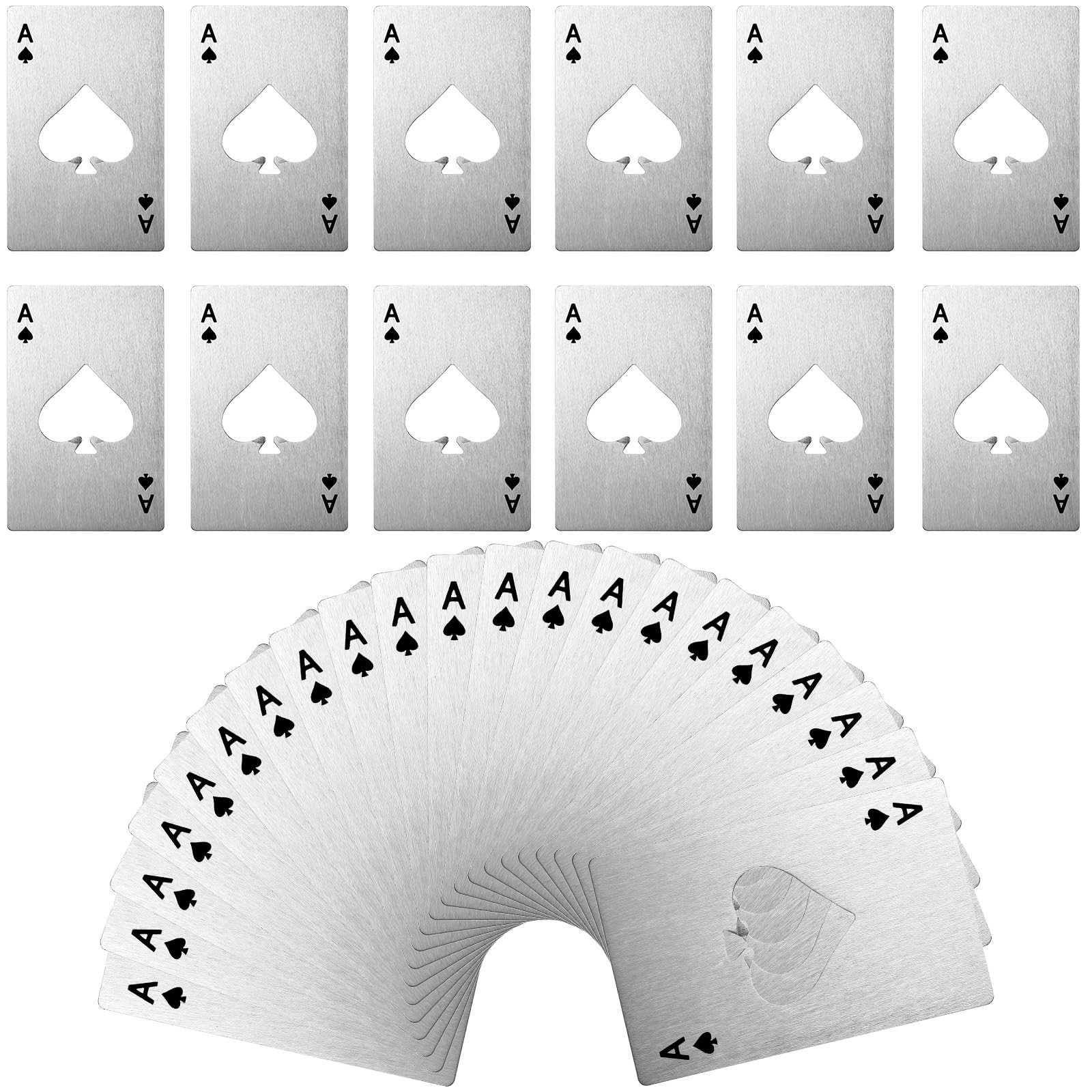 Chengu 40 Pcs Poker Ace of Spades Bottle Openers Bulk Stainless Steel Beer Wine Credit Card Bottle Cap Openers for Wedding Bachelor Party Favor Groomsmen Bridesmaid Wallet Gifts(Silver)