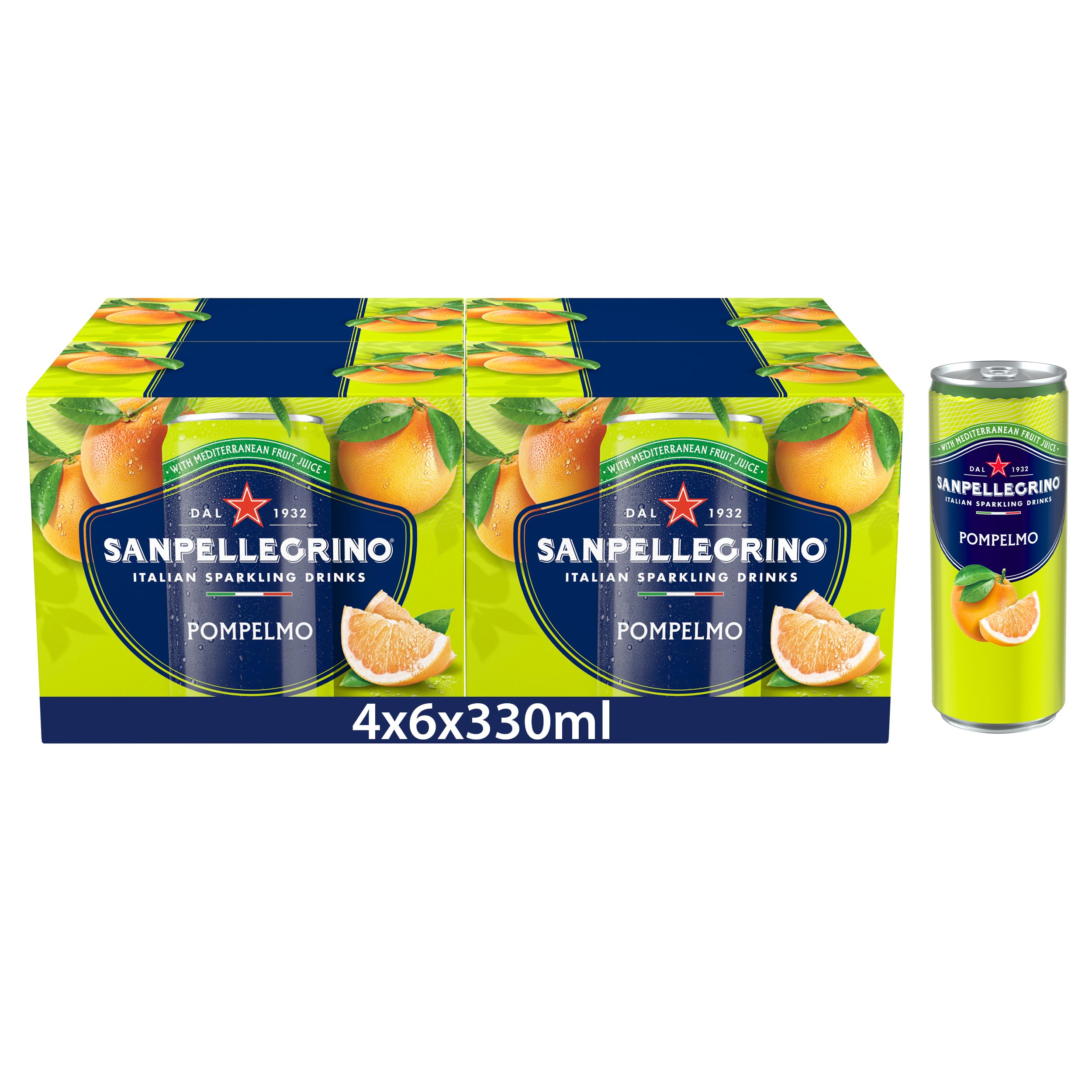 San Pellegrino Italian Sparkling Drinks Tastefully Light Sparkling Grapefruit Canned Soft Drink 24 x 330ml | 70 kCals per Can