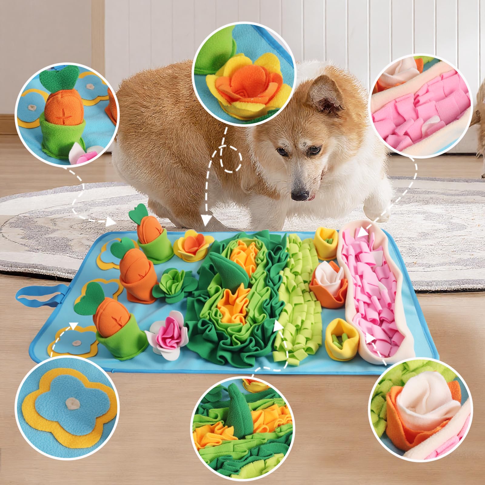 Alfombra Olfativa para Perros Grande 80 x 45 cm, Juego nteractivo de Estimulación Mental para Perros Almohadilla Olfatear Antideslizante y Lavable