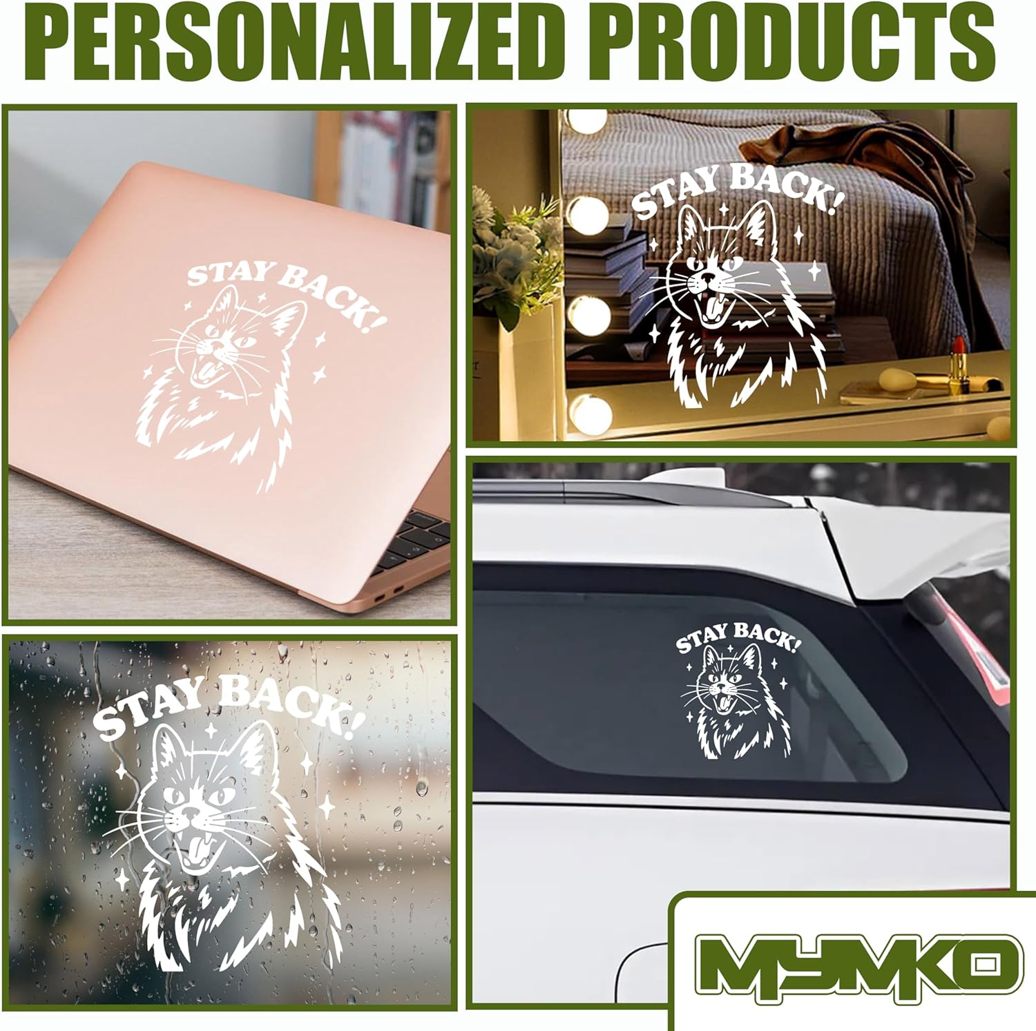 Stay Back Decal, Angry Cat Car Window Decals, 6 Inches UV DTF Tranfer Car Stickers, Cats Mama Weatherproof Car Truck Window Bumper Sticker, Funny Animal Car Stickers and Decals for Cat Lovers - Image 4