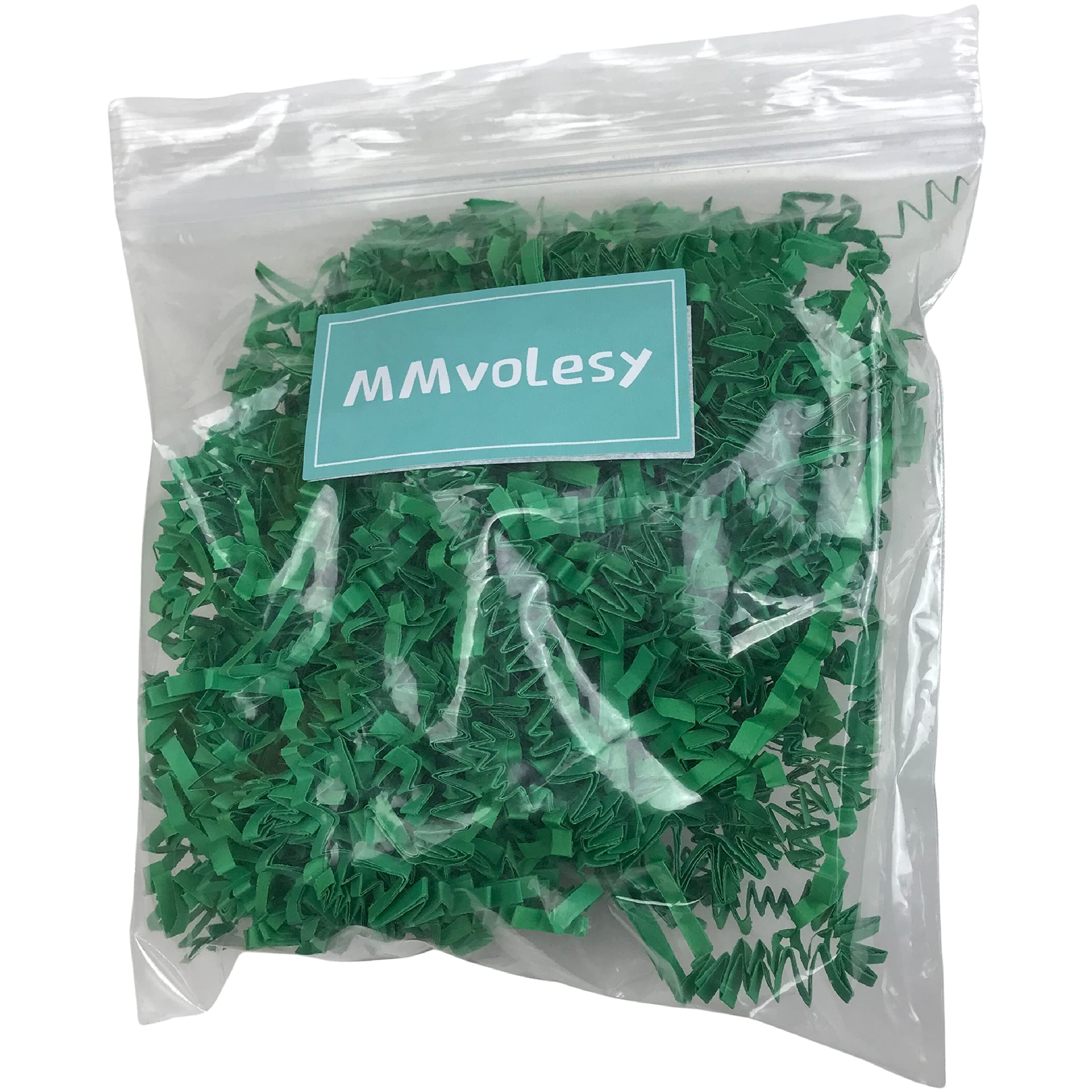 MMvolesy Zielony jednolity kolor marszczony papierowy wypełniacz do pakowania prezentów i wypełniacz kosza do napełniania pudełek upominkowych cięcie papieru Shred Filler 226.8 g