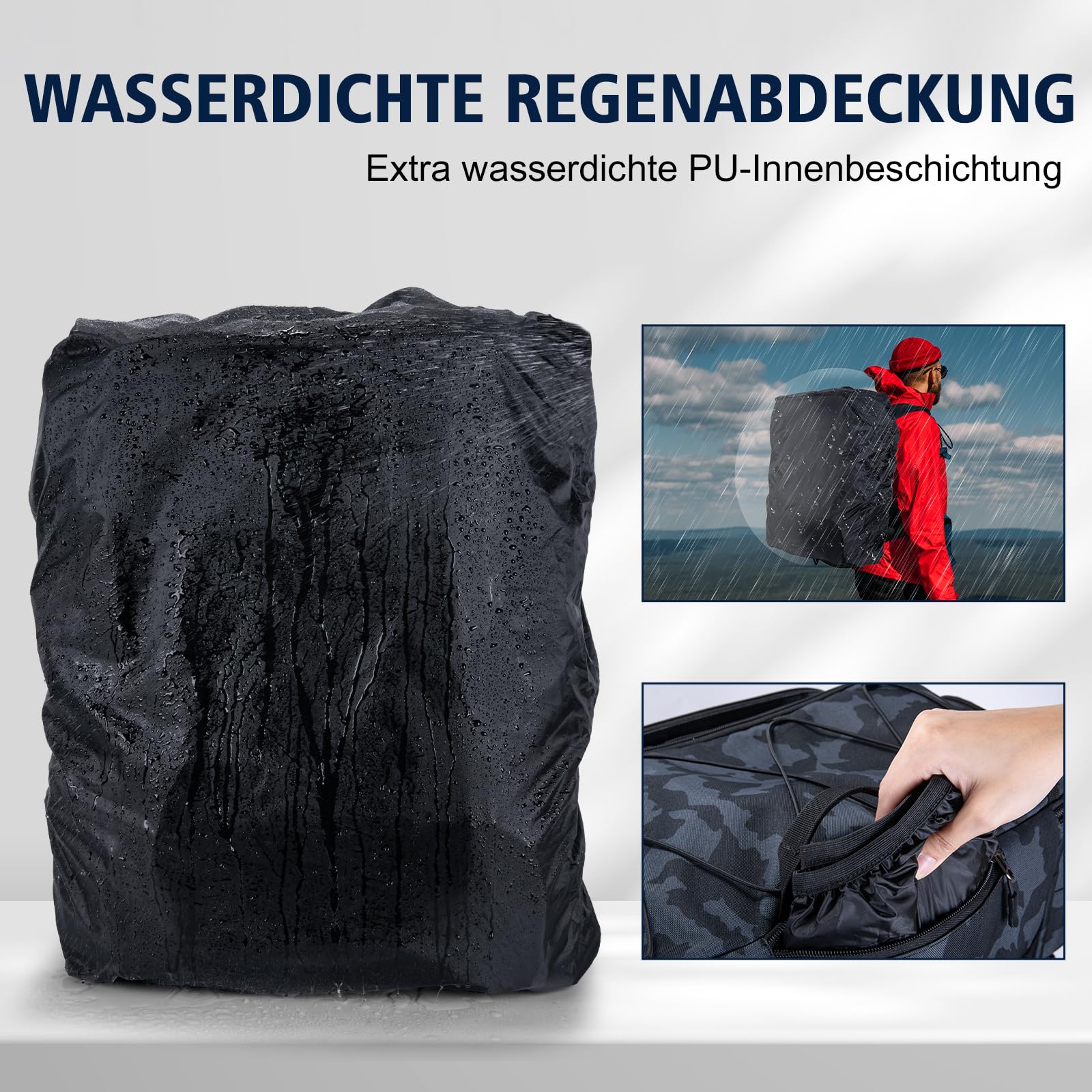 Goture Sac à dos de pêche 72 l avec sac isotherme (16 l) et compartiment sec/humide – Compartiments réglables Sac à outils de pêche imperméable, 2 porte-cannes, protection contre la pluie pour pêche