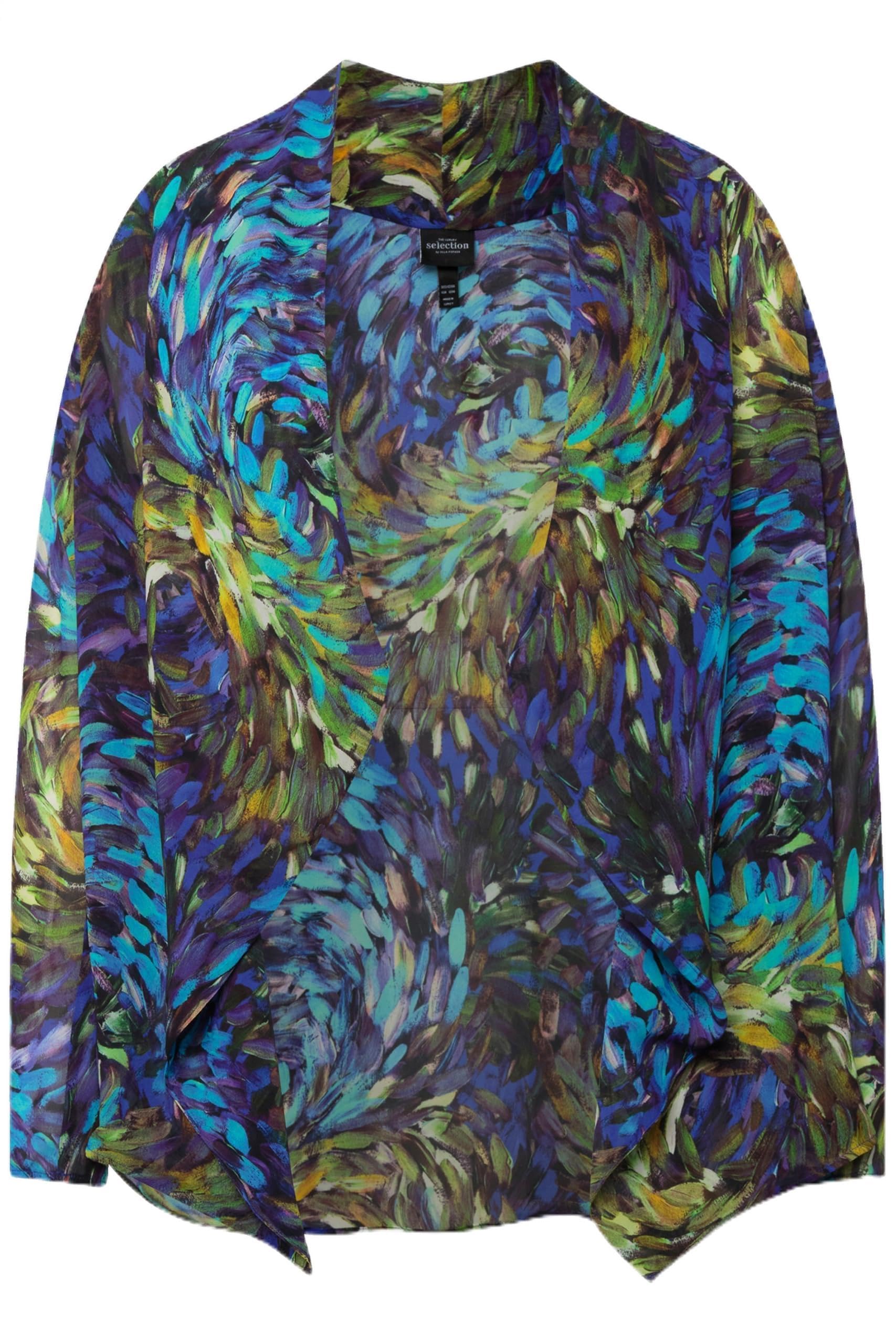 Ulla Popken Femme Grandes Tailles Veste en Mousseline avec col bénitier et Manches Longues 828523