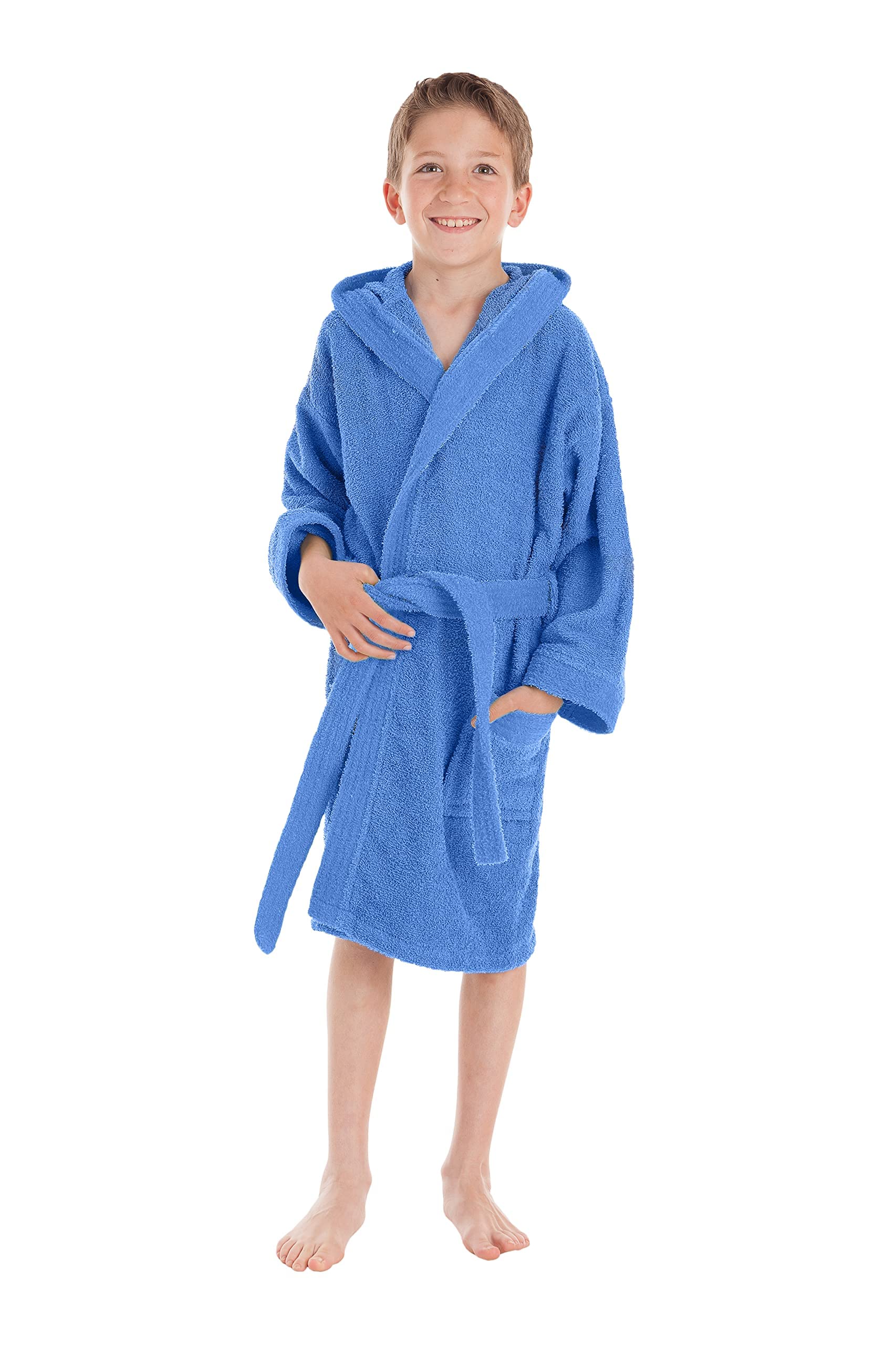 LEBENGOOD Accappatoio per Bambino e Bambina : Ragazzo e Ragazza, Unisex - 100% Cotone OEKO-TEX® Accappatoio Spugna- 2 Tasche, Cintura, Cappuccio