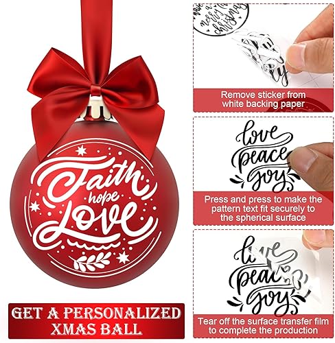 Miniatura 3 de 45 calcomanías de palabras de Navidad UV para decoración de bolas de Navidad, calcomanías inspiradas de felicitación, calcomanías impermeables de