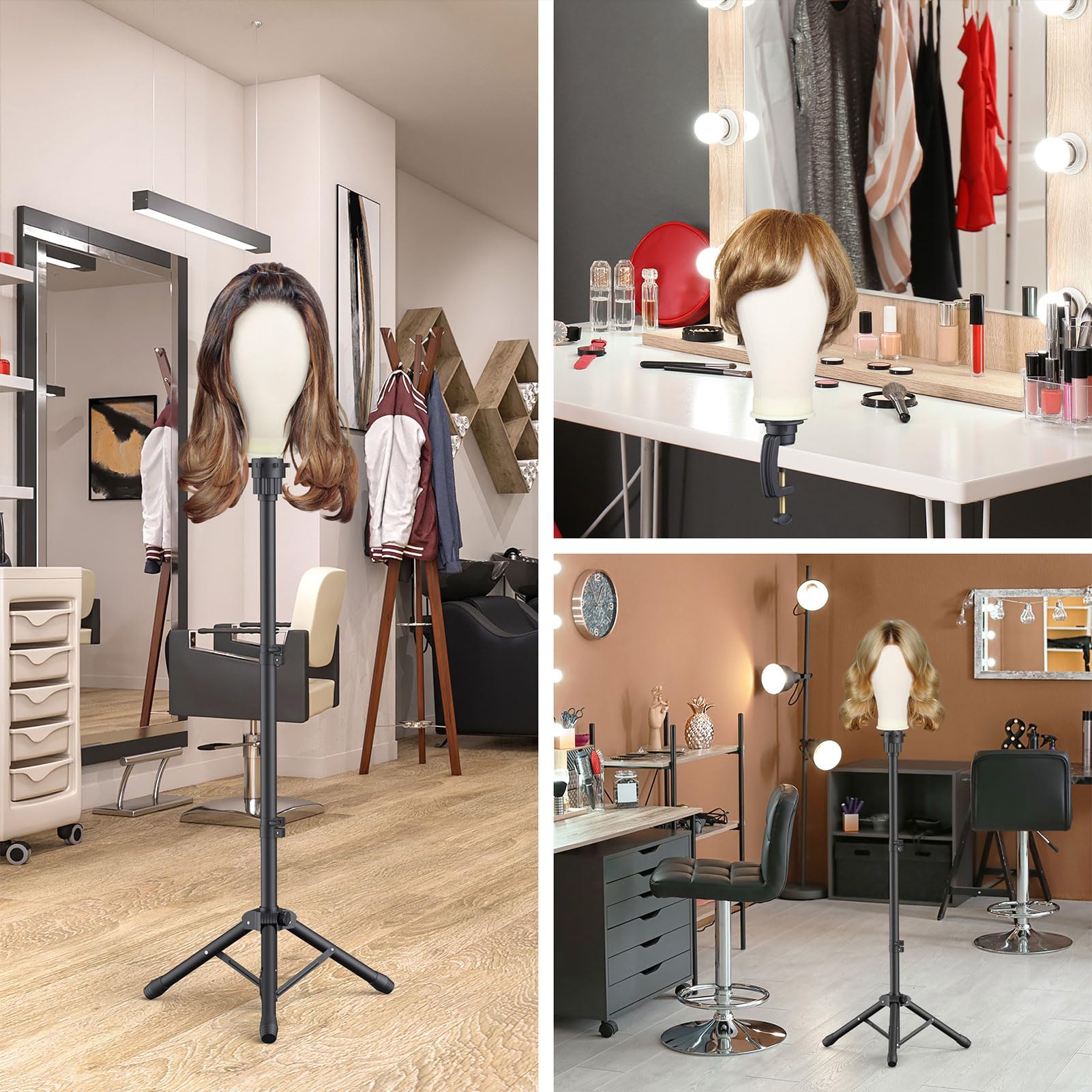 Hemndic Wig Stand with 22-Inch Canvas Mannequin Head