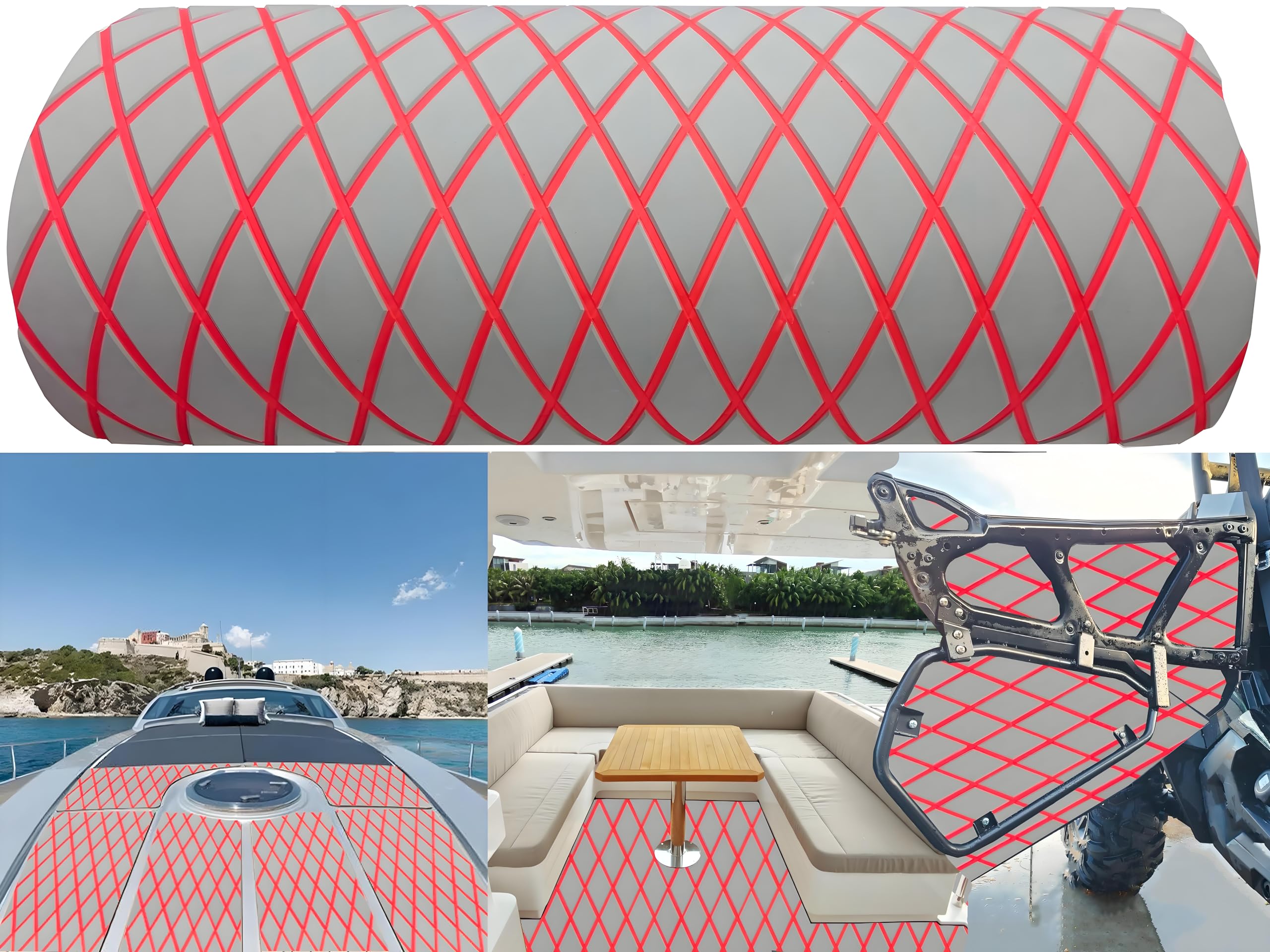 LSS laidi Boat Flooring EVA Foam Boat Decking Faux Teak Marine Sea Deck Non-Slip Mat for Decking Yacht Motorboat Fishing Boat Surfboard,102.4"/94.5"/