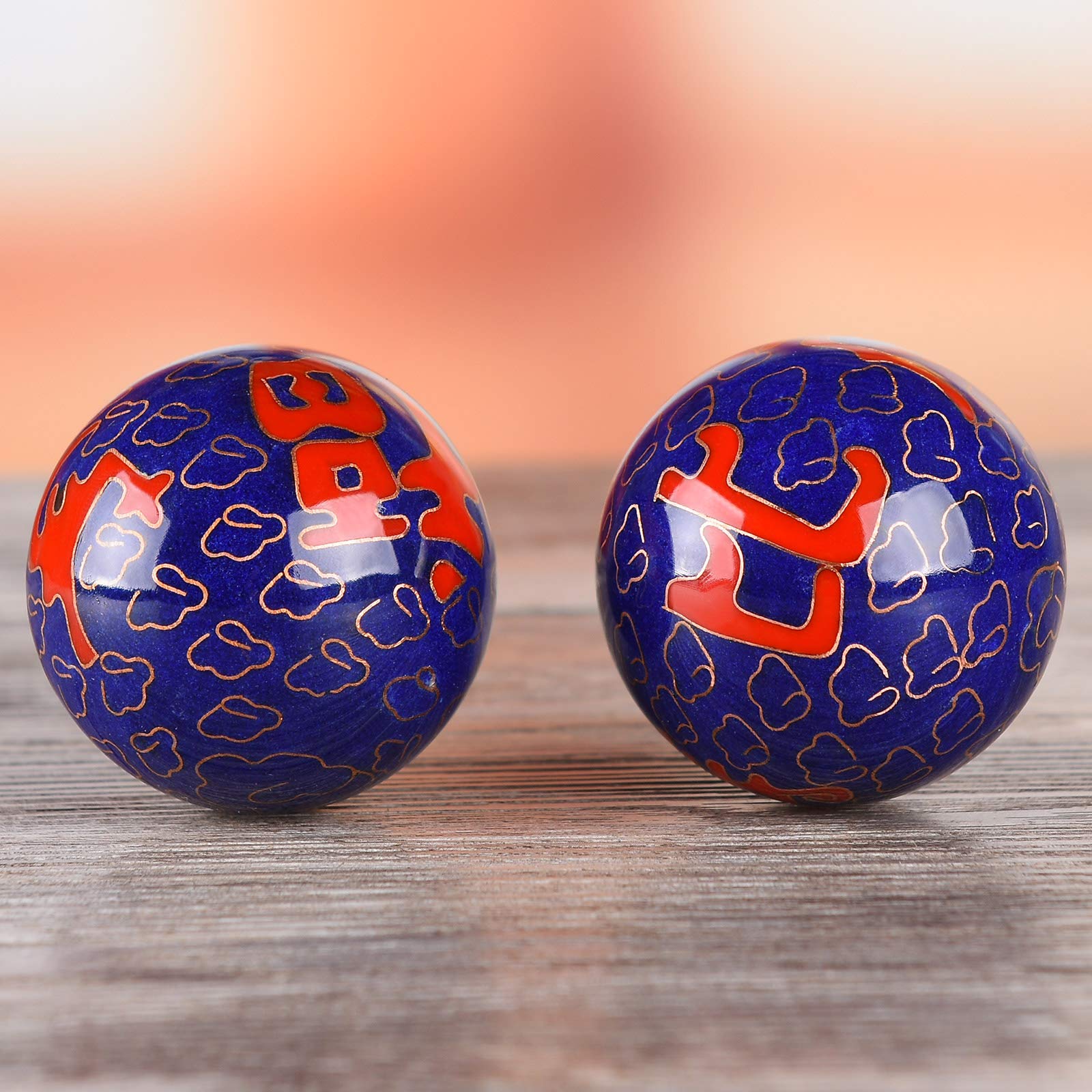 5 cm chinesische Baoding Bälle Gesundheit Training Massagebälle für Handtherapie Glück und Langlebigkeit blaue Kugeln mit Box Eltern Geburtstagsgeschenk TQGJST137