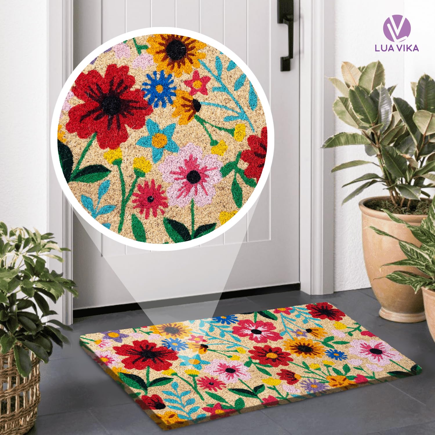 Wycieraczka wejściowa do domu Oryginał - Botaniczny - 40 x 70 cm - Dywan wejściowy do domu na zewnątrz i wewnątrz - Wycieraczka kokosowa - wytrzymała i antypoślizgowa