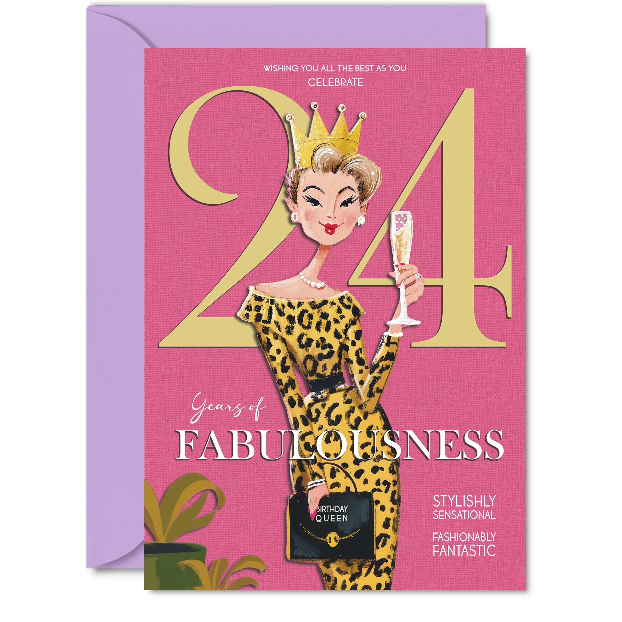 24th Birthday Cards for Women - Years Of Fabulousness - Happy Birthday Card for 24 Year Old Woman Colleague Friend Daughter Niece, A5 Bday Greeting Cards