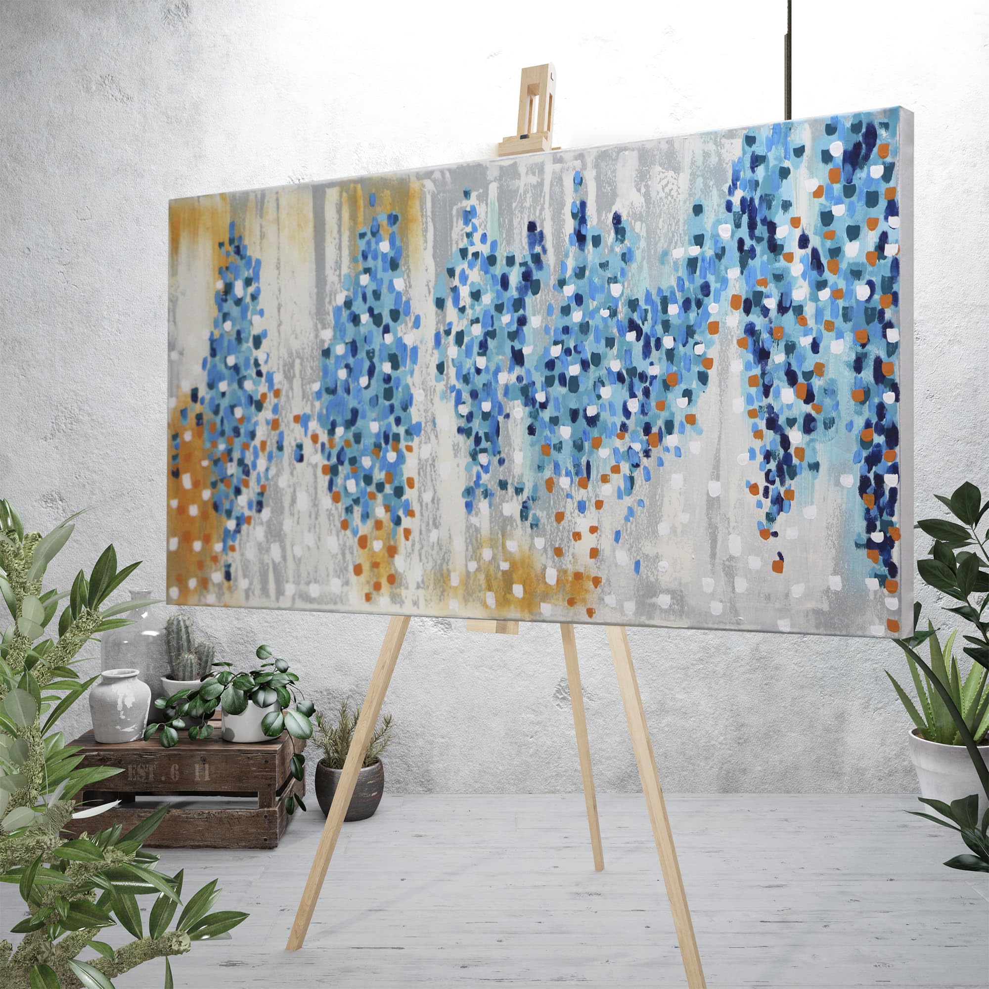 la fabrica del cuadro ®, Cuadro en Lienzo 100% Pintado a Mano, Pintura al Óleo con Relieve, Arte Moderno, Ideal para Salón, Dormitorio y Decoración de Paredes. (60x150, OR 120)