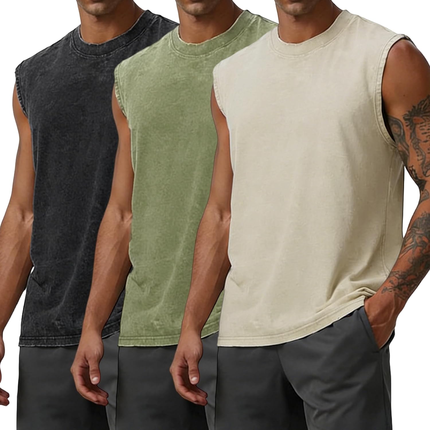 MAPICK Workout Tank Tops for Men Cotton Sleeveless Muscle Shirts Athletic Gym Tanks Lightweight for Running & Sports