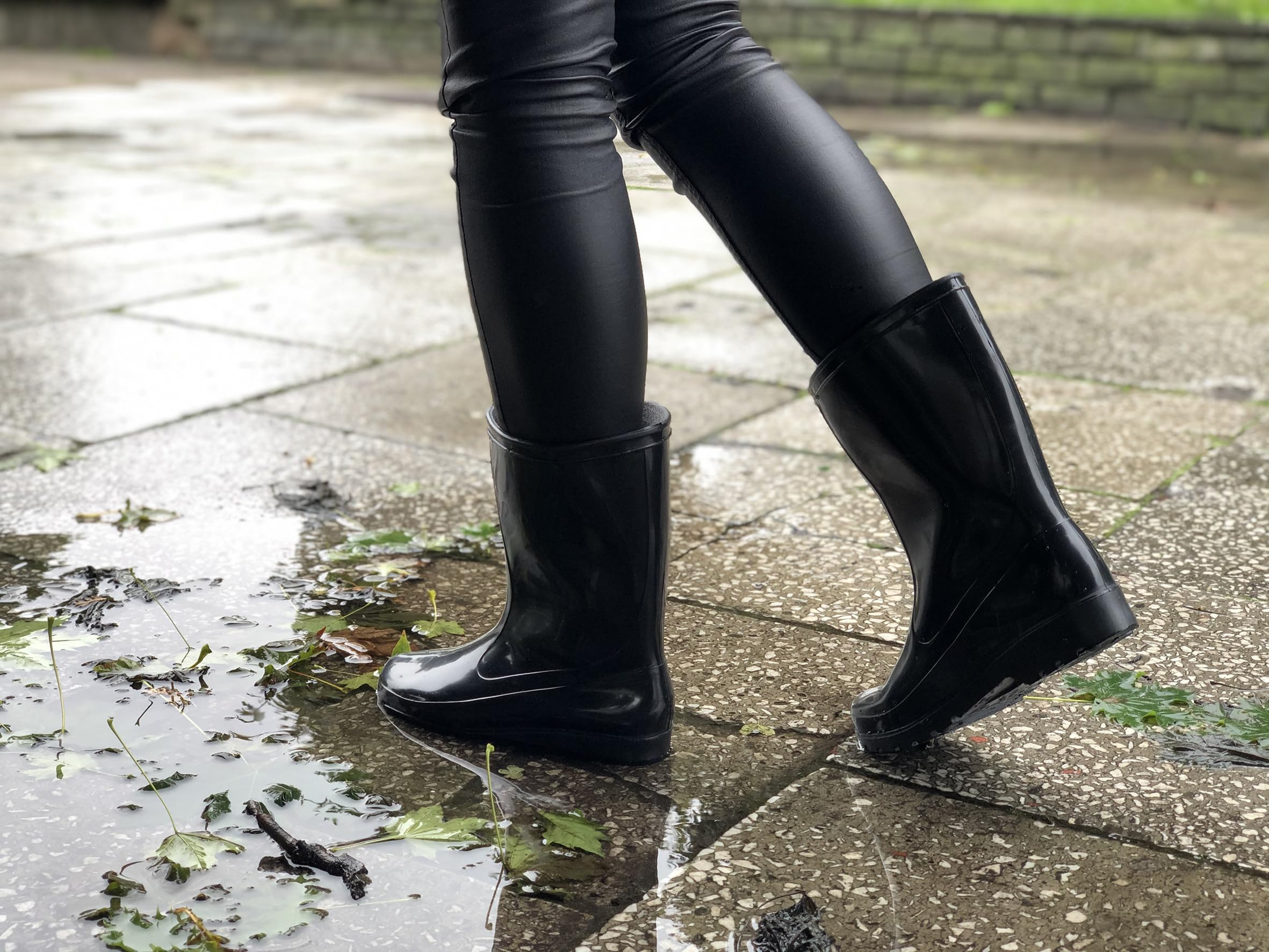 Lemigo Bottes de Pluie Imperméables Pour Femme Chaussures de Jardin Vert Noir IGA 36-42 EU