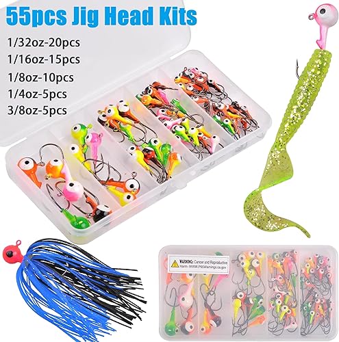 Miniatura 5 de Cabezas de señuelo de pesca, 3060 piezas de colores surtidos, cabeza de bola redonda, anzuelos de pesca duraderos para lubina, trucha, agua salada,