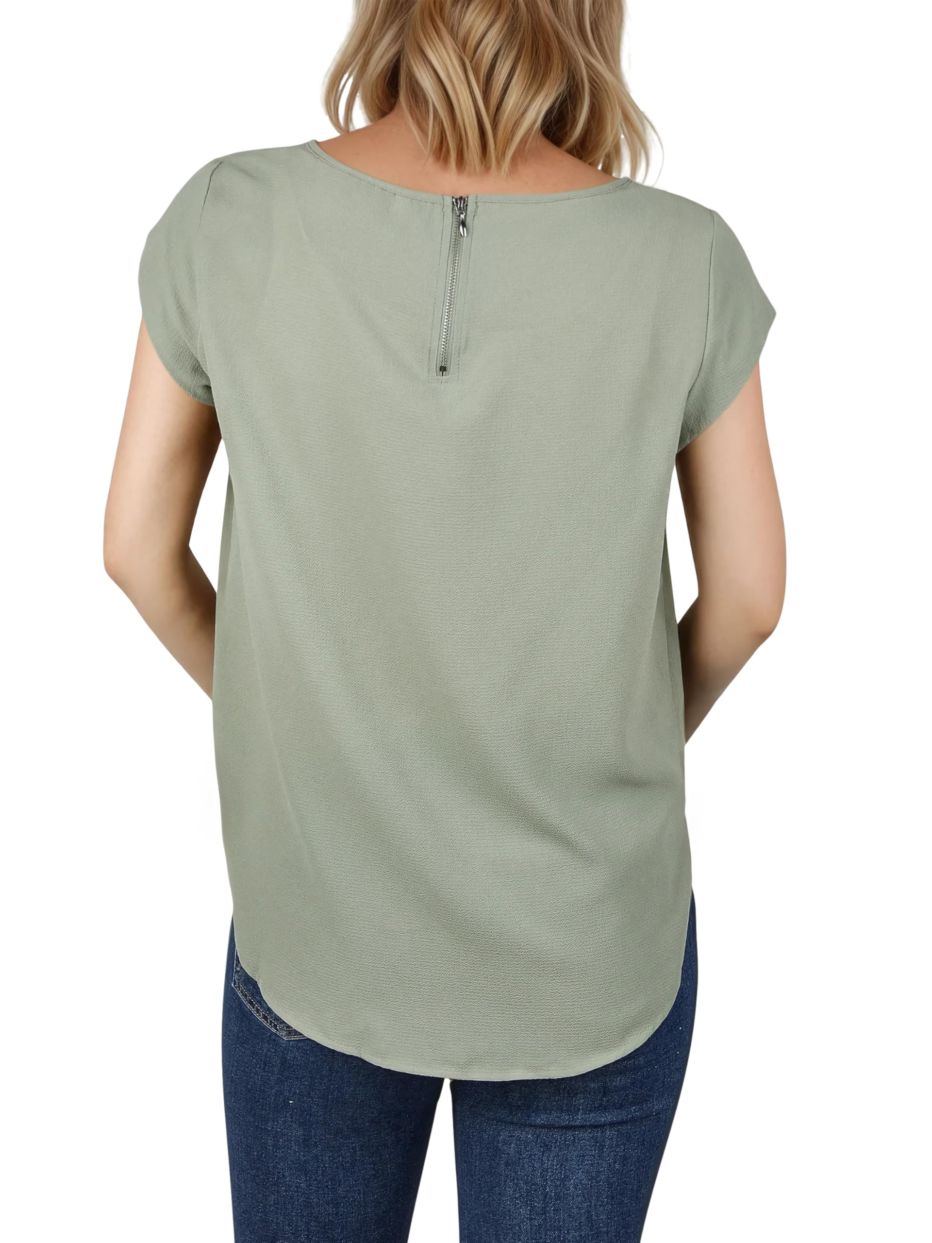 ONLY ONLVIC Lot de 2 t-shirts à col rond et manches courtes pour femme Coupe droite Motif basique Couleur unie Blanc Noir Vert Rose Bleu 34 36 38 40 42 44, Lily Pad (15284243), 44