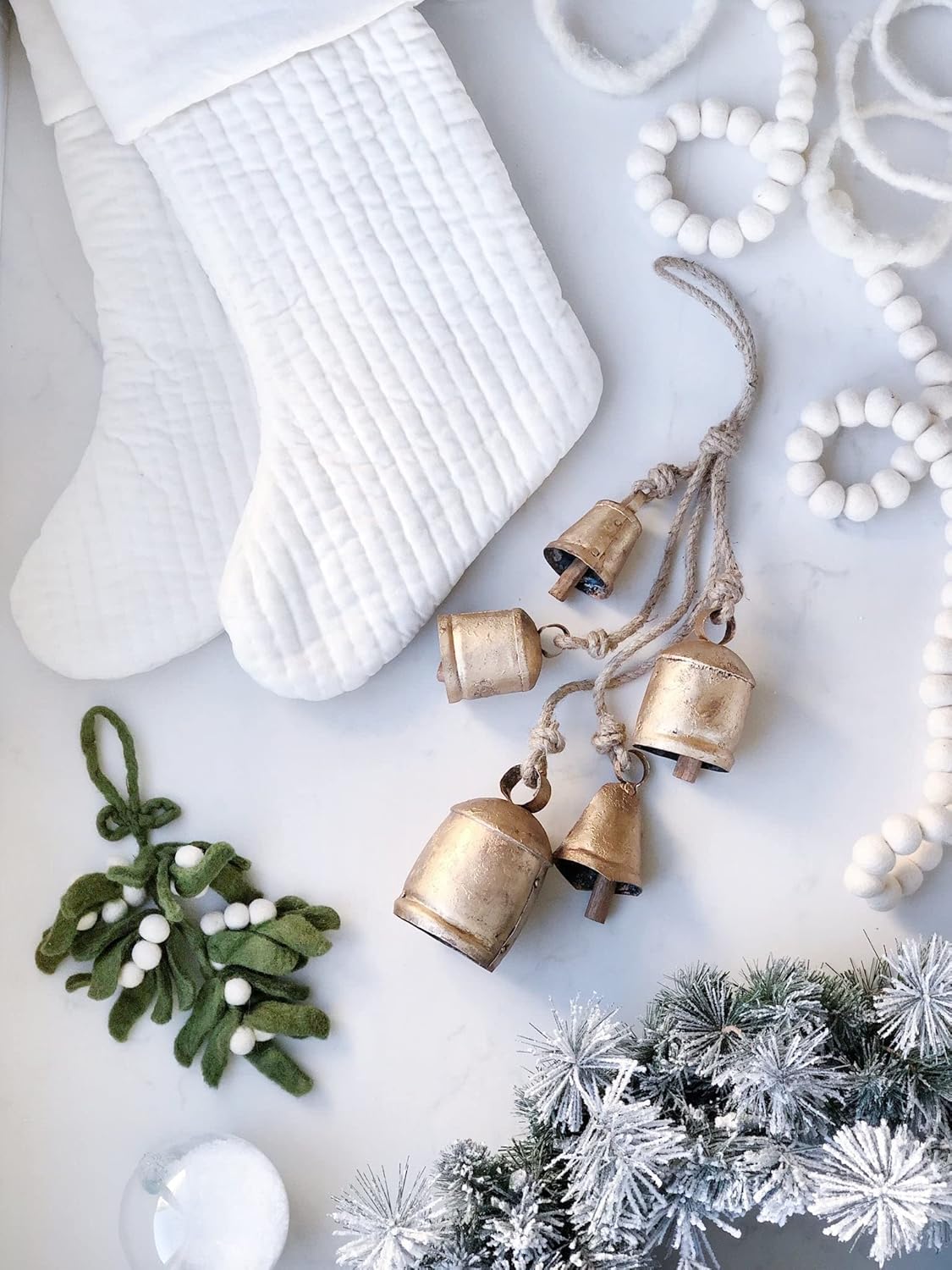 Handmade Iron Bell Hanging Chime Brass Finish Wall Rope 5 Bells Cluster Wall Hanging Décor Bells, 29 Inch Long Hanging Bell Set - for Wreaths, Outdoor, Indoor, Christmas, Decorations - Image 6