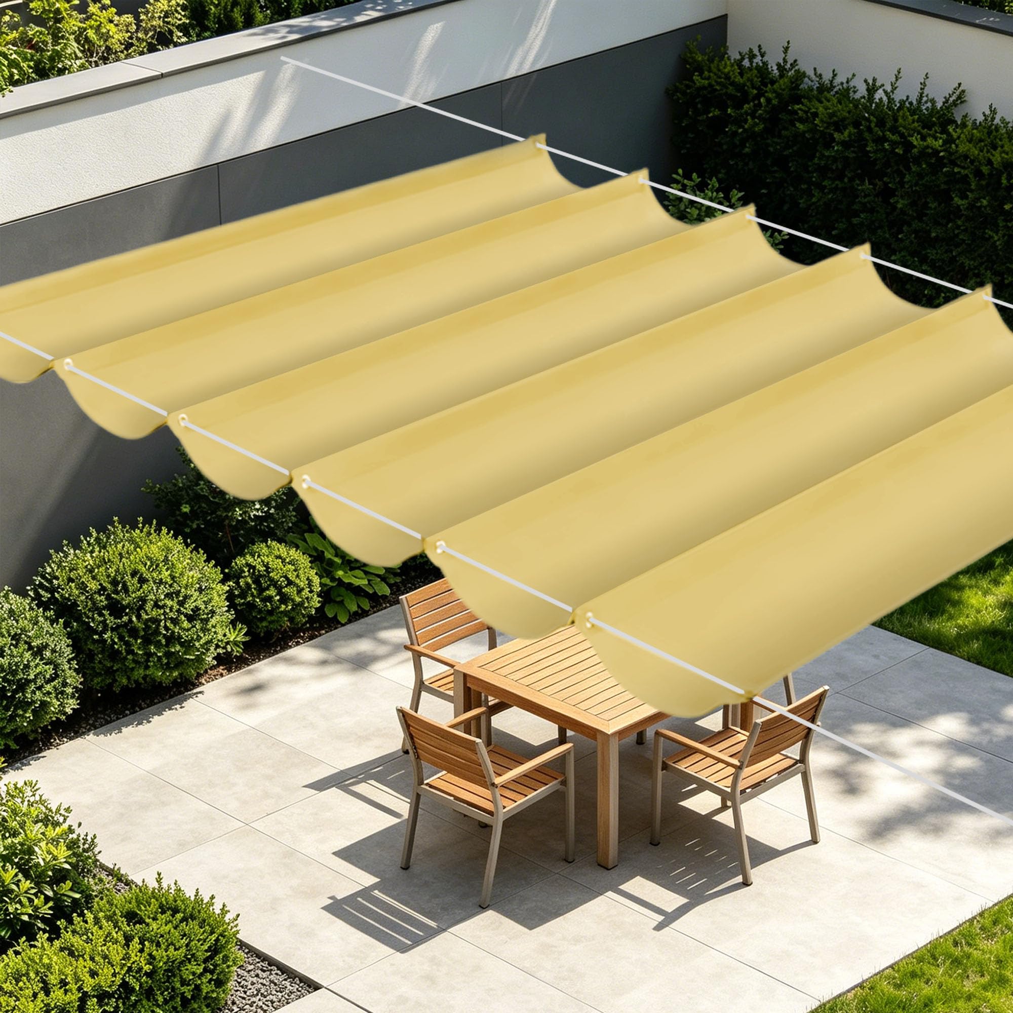 Voile d'ombrage imperméable 300x850 cm de style vague avec œillets fournis