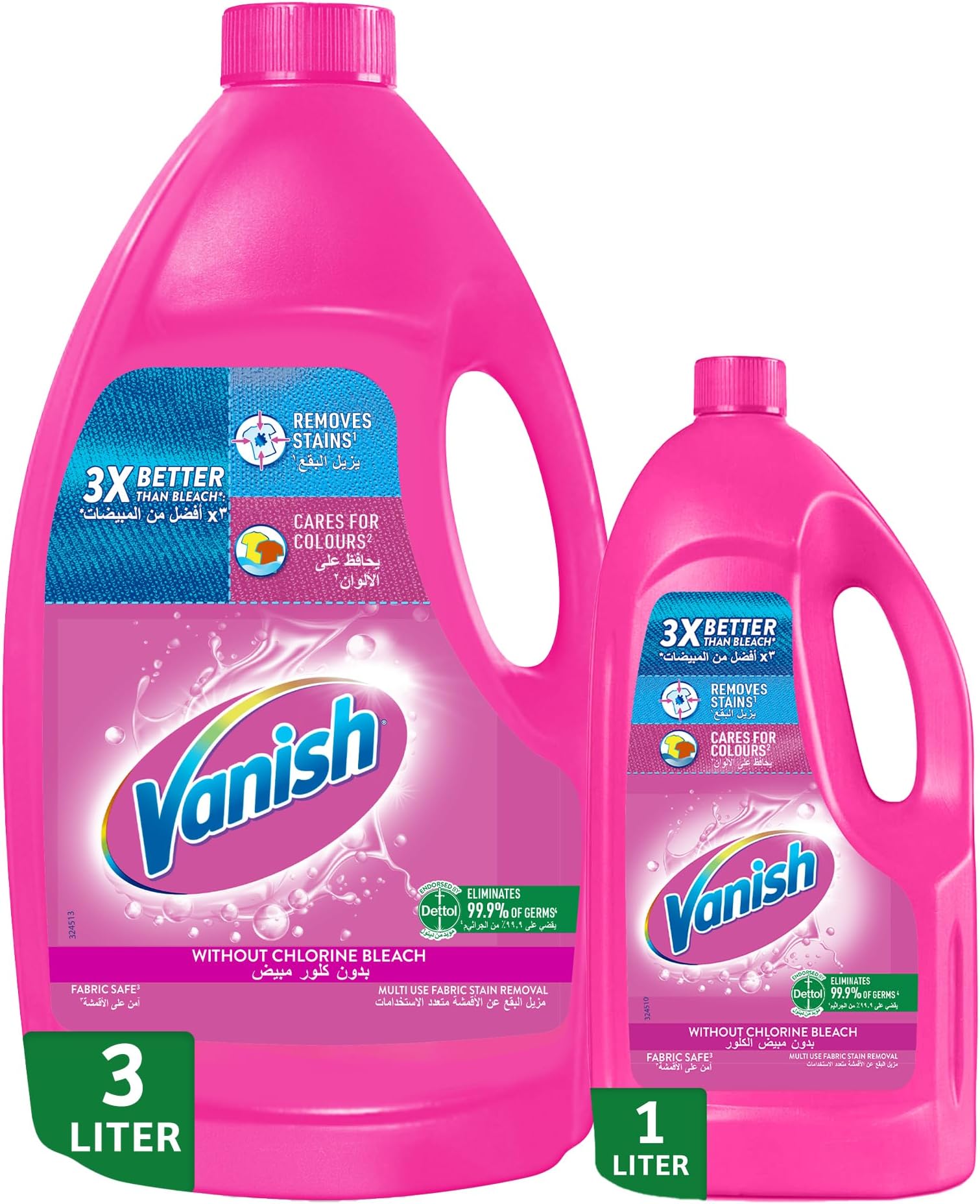 Liquid Stain Remover, Coloured & White Clothes, 3 L + 1 L