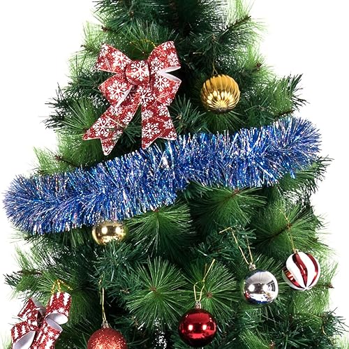 Miniatura 5 de iPEGTOP Guirnalda de oropel de Navidad de 26.2 pies, clásica gruesa y colorida reflejos, brillantes, suaves, para colgar en fiestas, adornos de