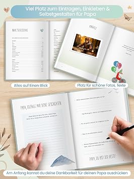 Papa erzähl mal Memory Book - Personal Filling Book for Dad Loving Gift for Birthday Christmas or Father's Day to Capture Memories Life Stories & Special Moments