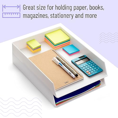 Miniatura 5 de Mr. Pen - Organizador de escritorio con bandeja de cartas, plástico, paquete de 2, organizador de archivos blanco para escritorio, organizador de