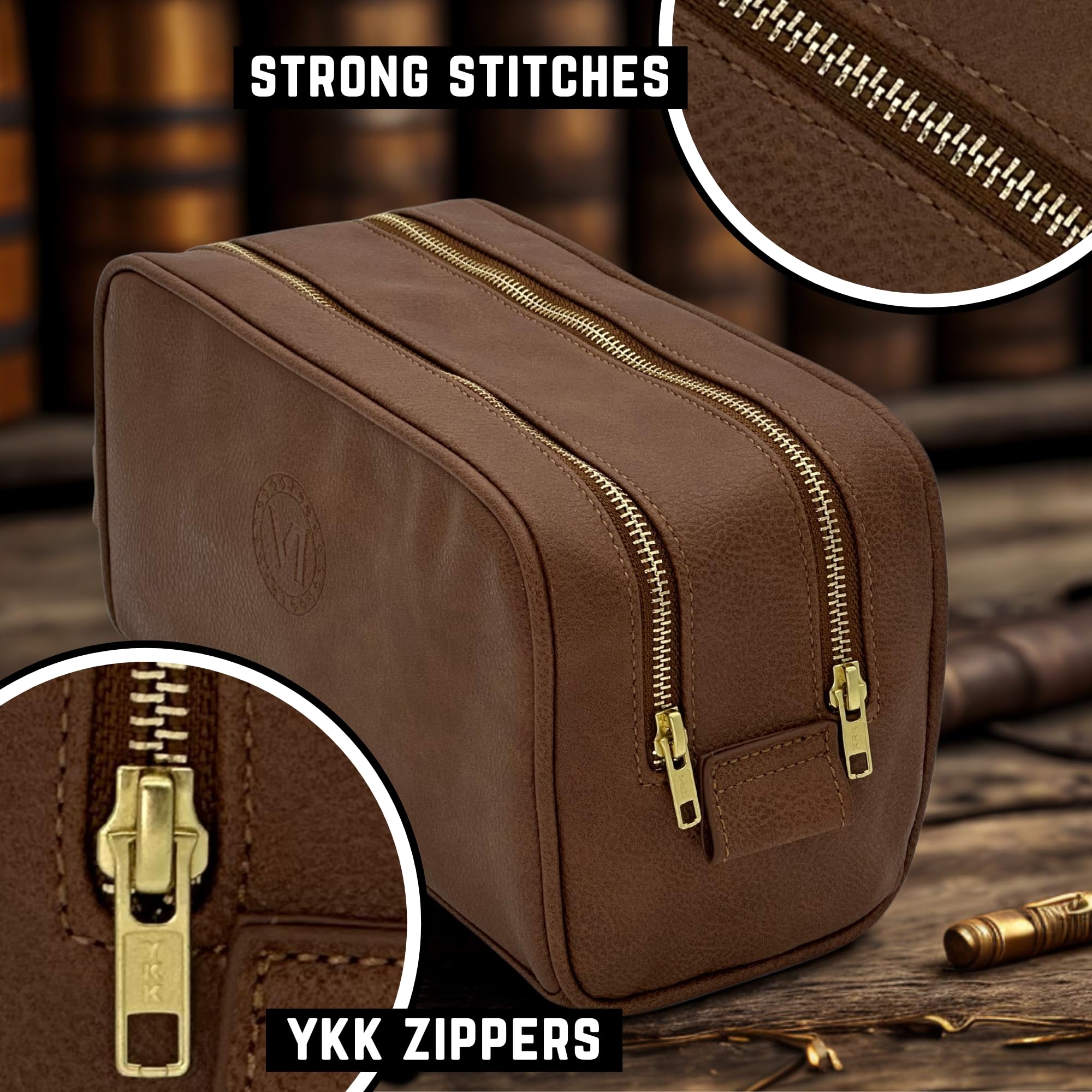 Travel Dopp Gift cosmetico di alta qualità Classic Toiletry Borsa a mano grande capacità due scomparti cerniere YKK impermeabili borchie inferiori tasche in rete organizzatore durevole
